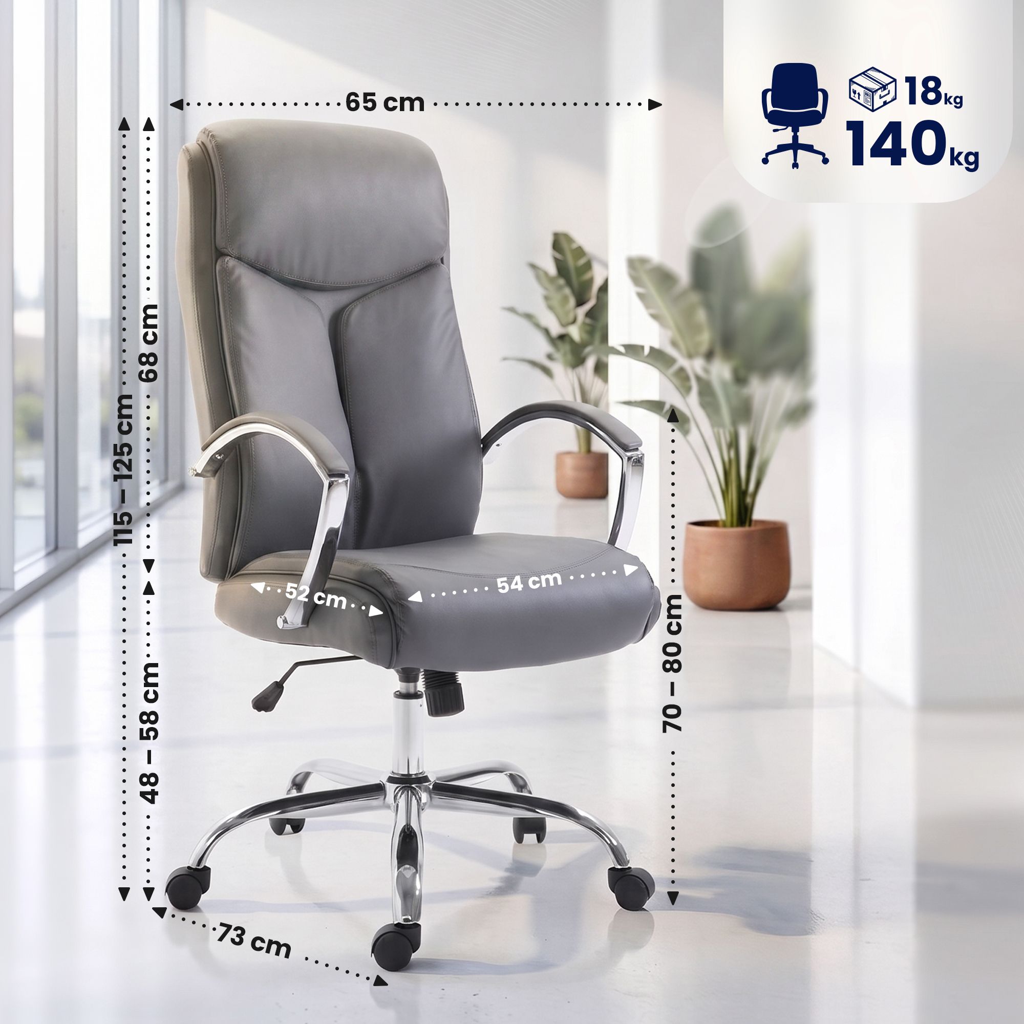 Silla de oficina Arlen de piel sintética