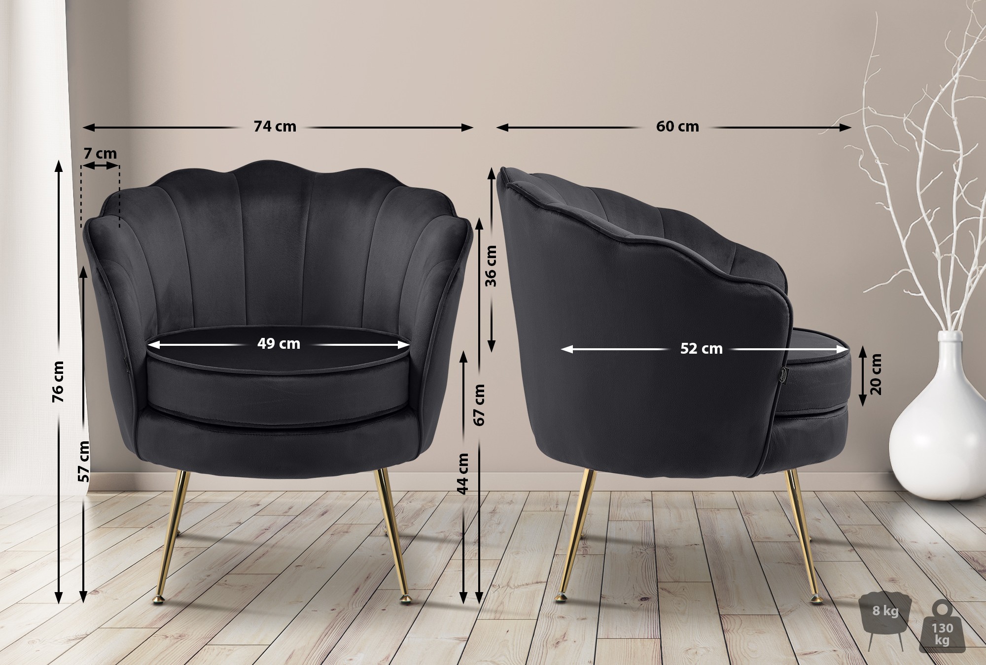 Sillón Rosita en terciopelo