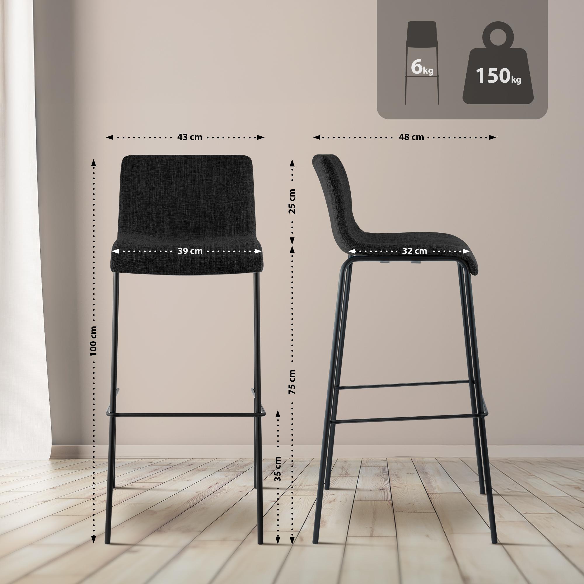 Taburete de bar Hover de tela con base de cuatro patas