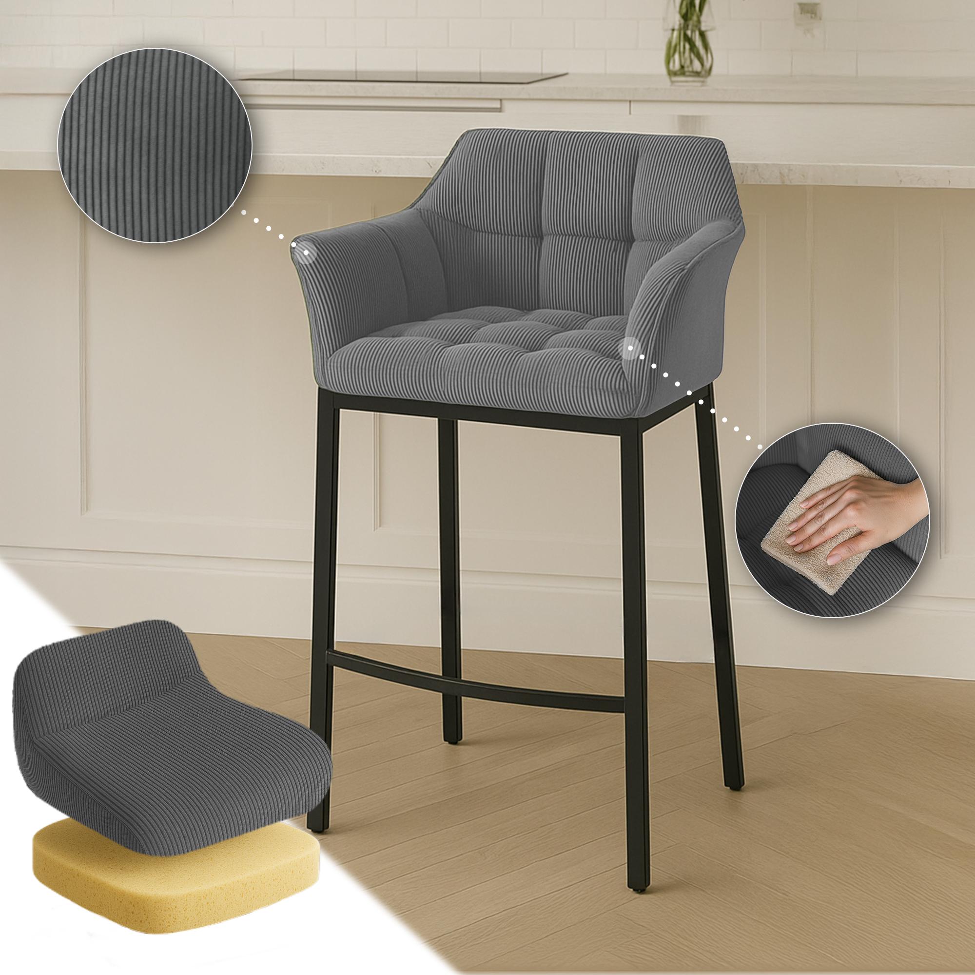 Taburete de bar Damaso Cord con base de cuatro patas