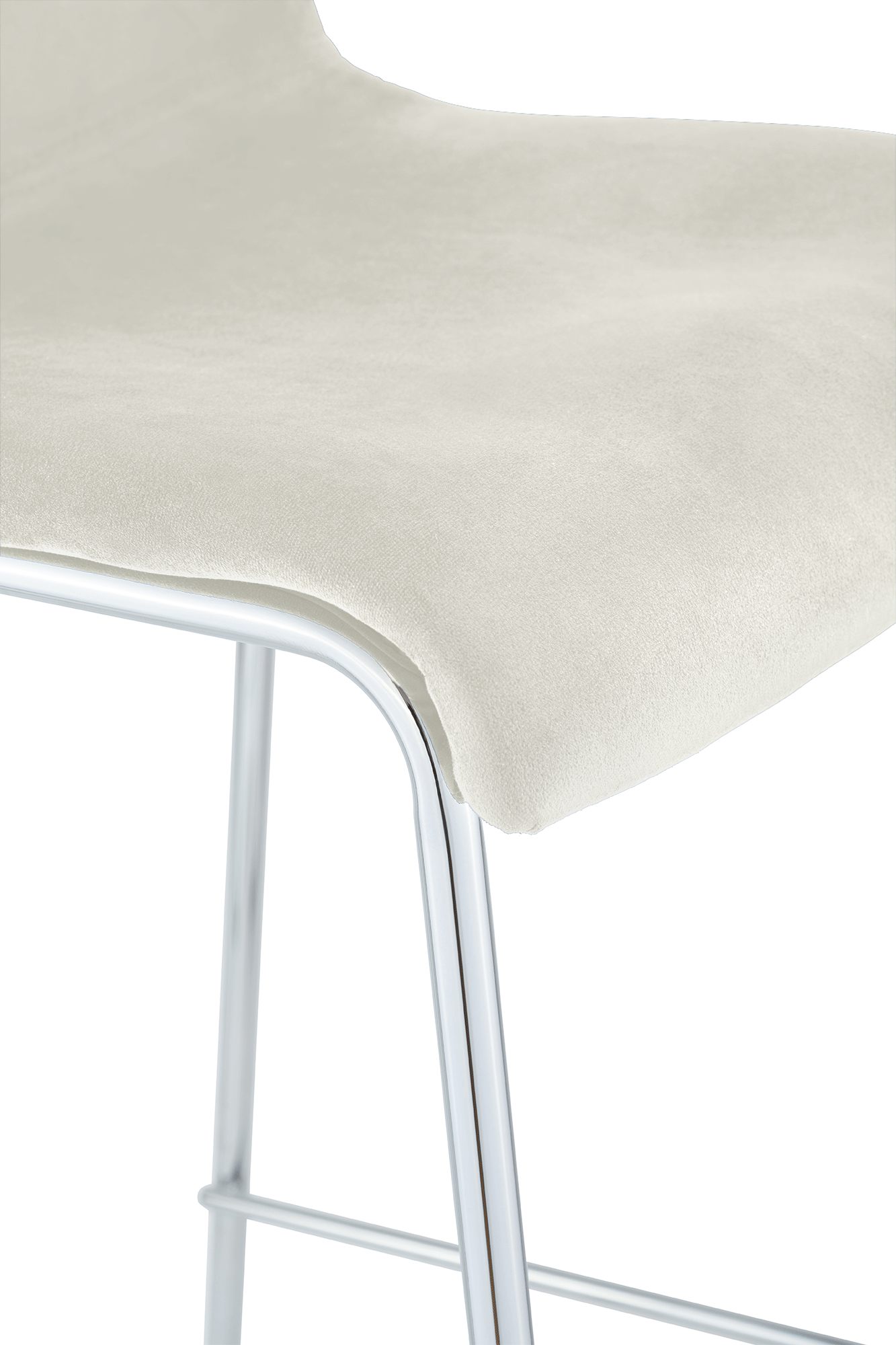Taburete de barra Hover tapizado en terciopelo con estructura de cuatro patas cromada