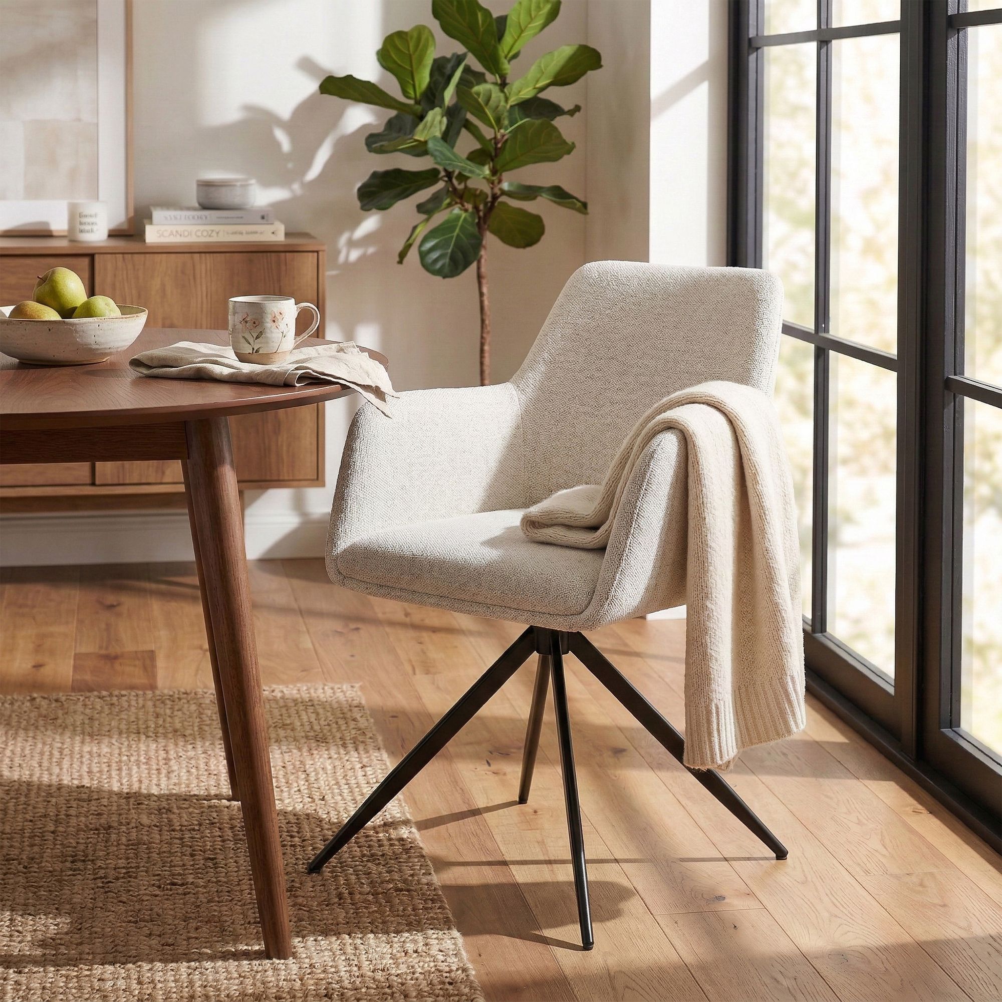 Silla de comedor Olema tapizada en tela
