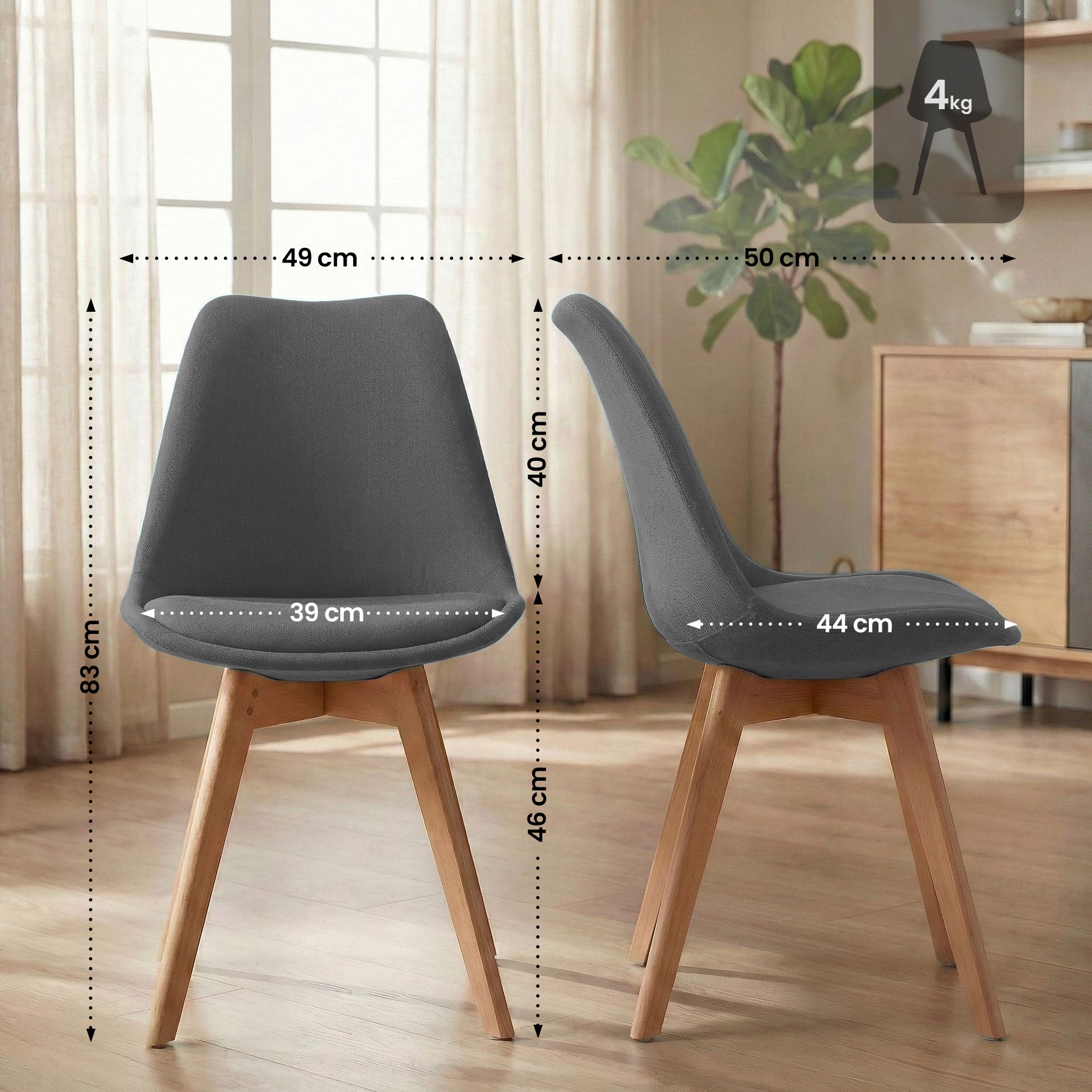 Juego de 4 sillas de comedor Linares
