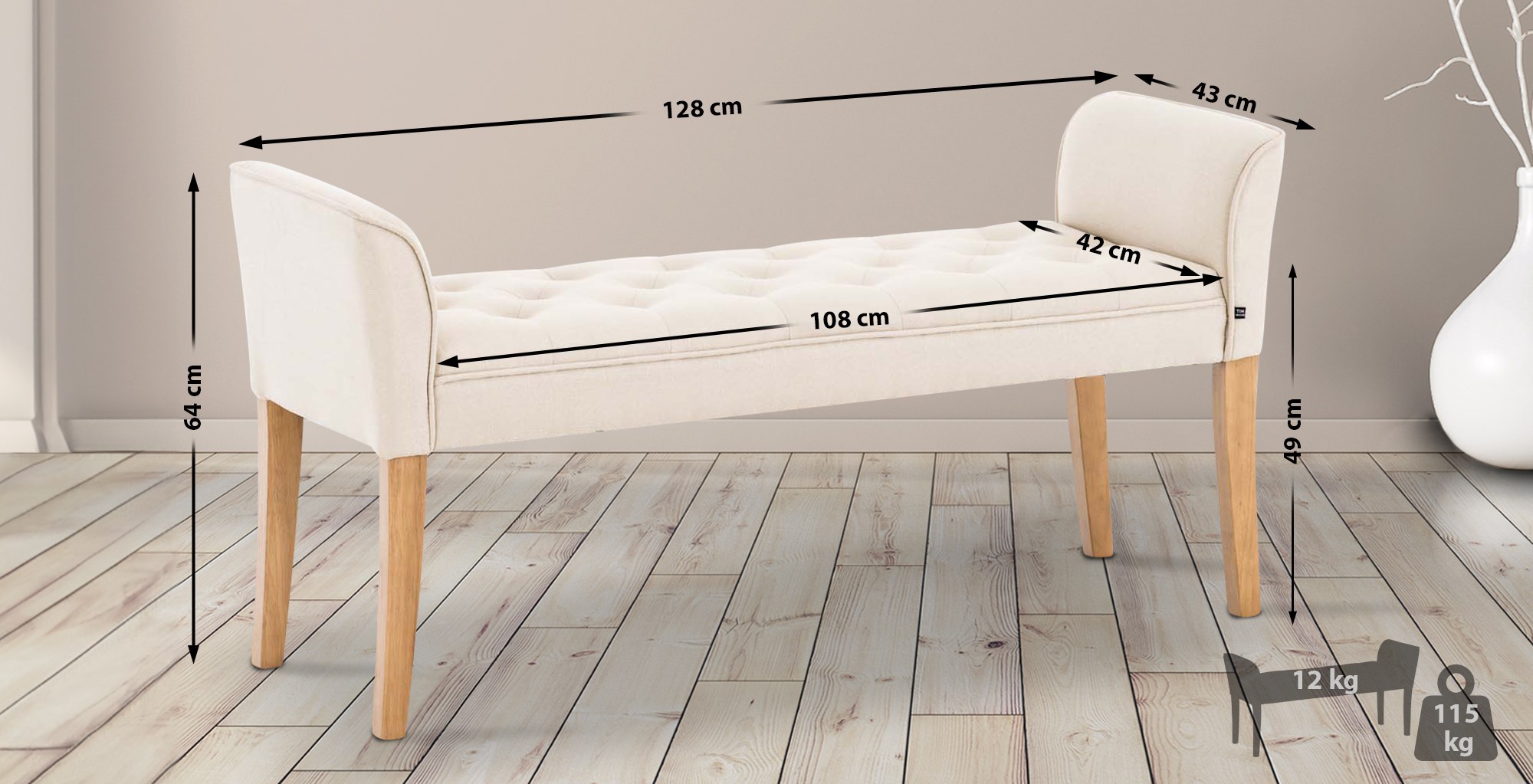 Chaise Longue Cleopatra Tapizado en Tela