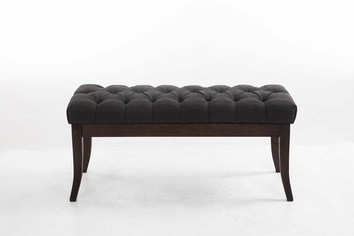 Taburete Recibidor Ramses En Tela & Madera Oscura