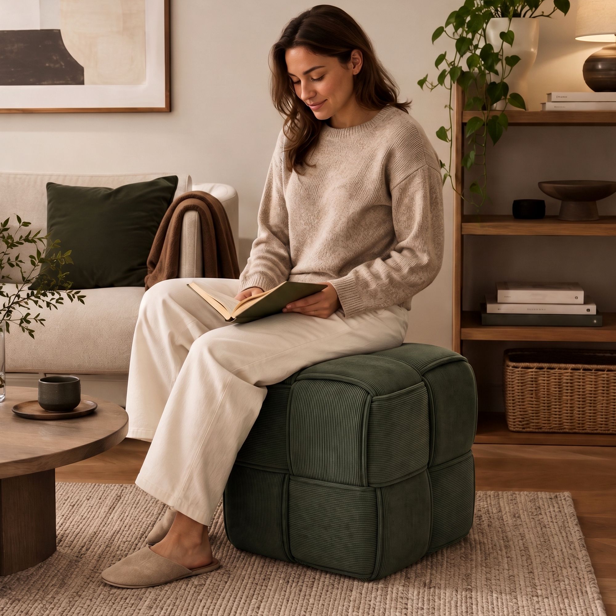 Taburete de pana Forinta elegante y cómodo para cualquier espacio