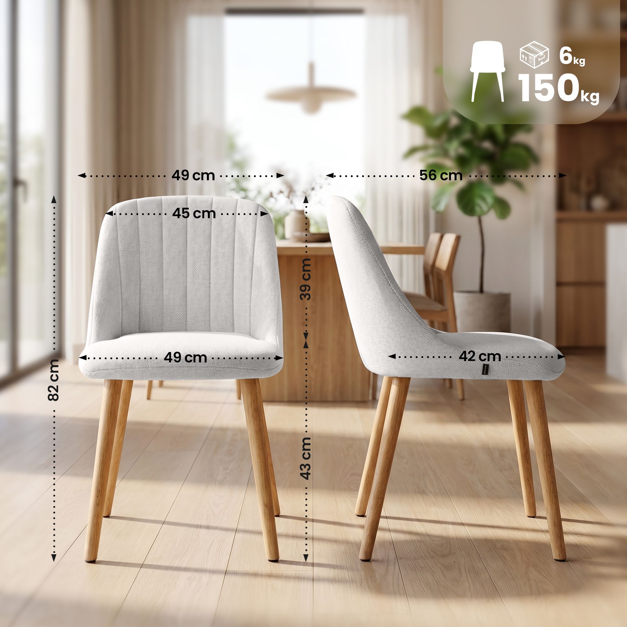 Silla de comedor Arie tapizada