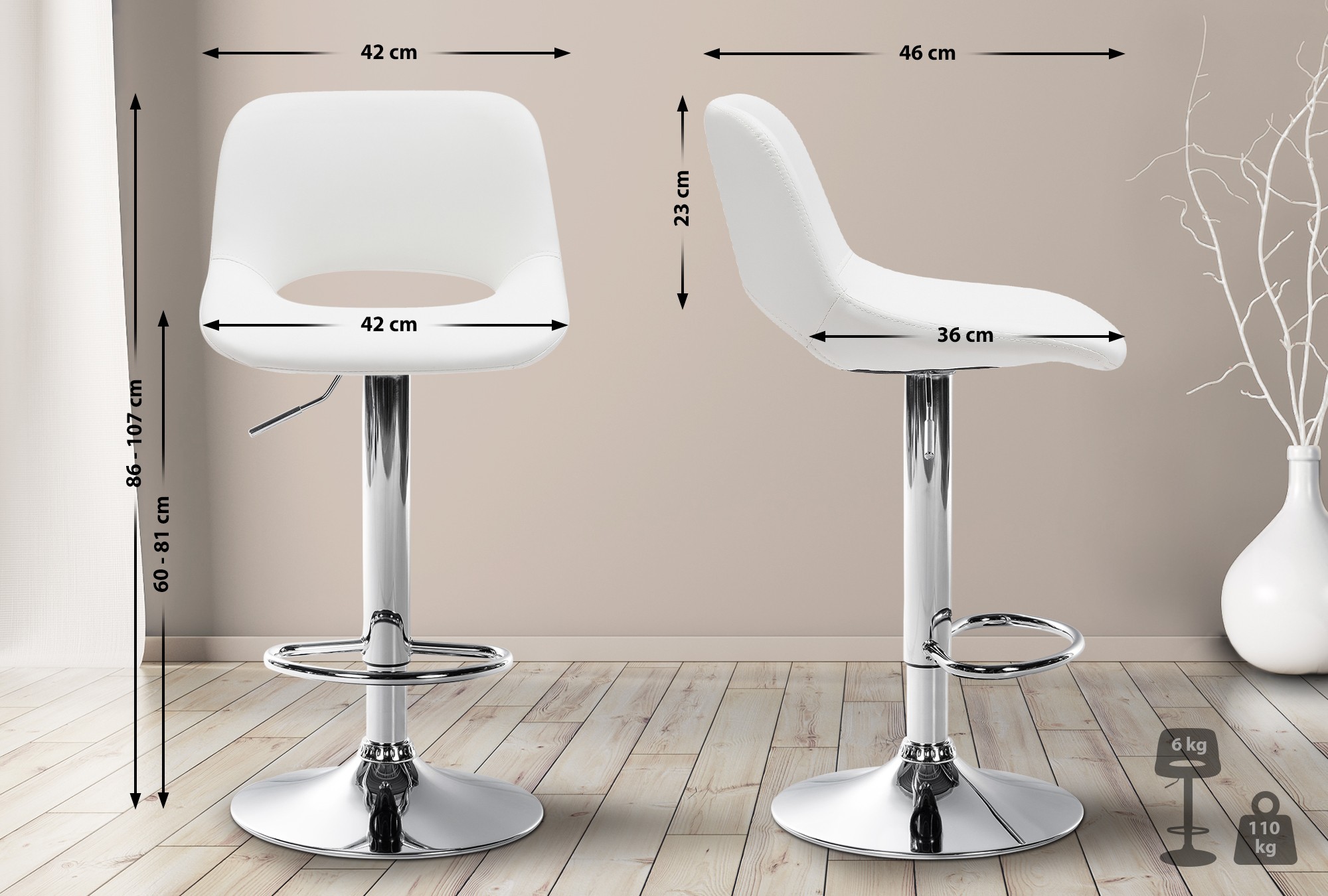 Set de 2 Taburetes de bar Camden En Polipiel