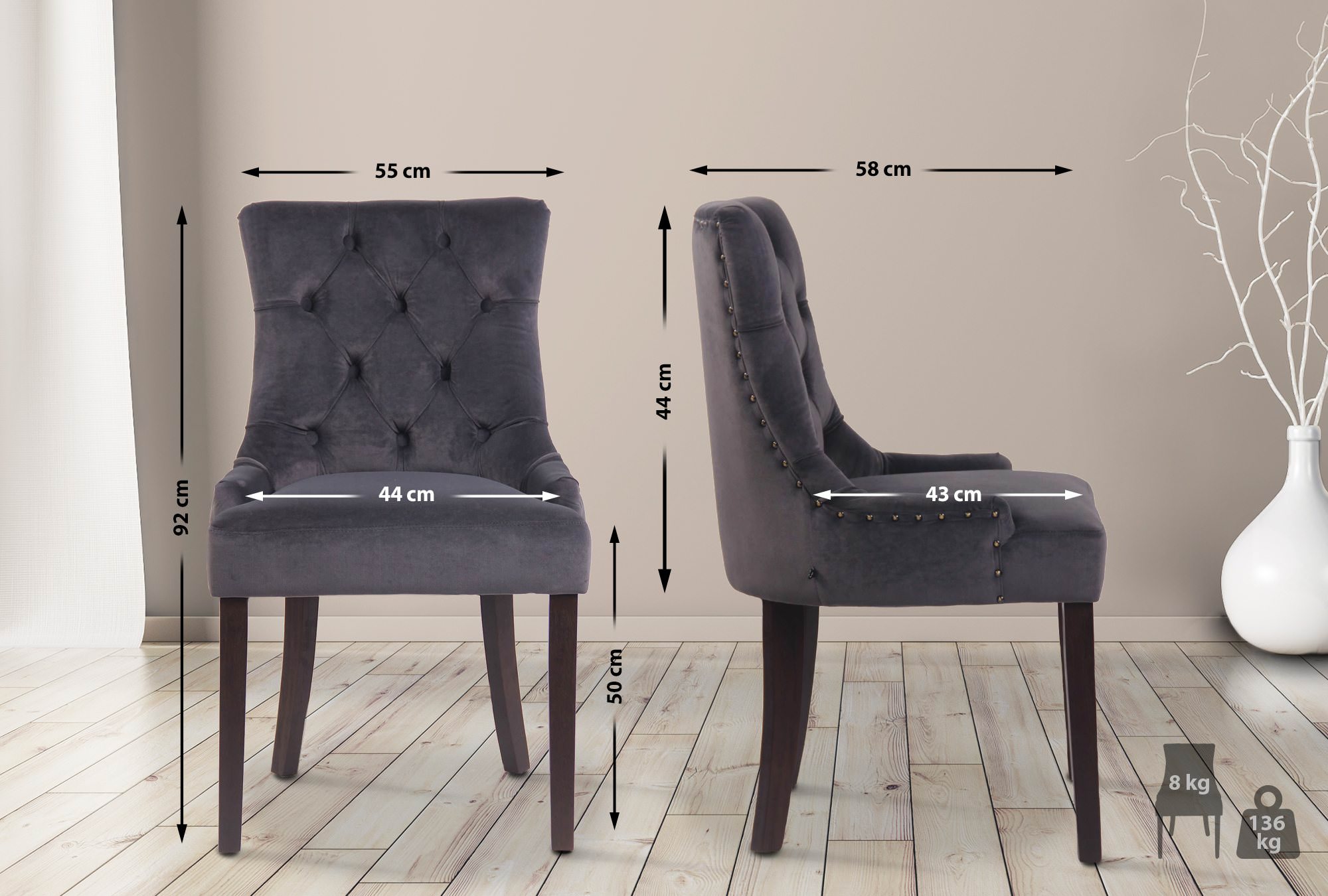 Silla De Comedor Aberdeen En Terciopelo