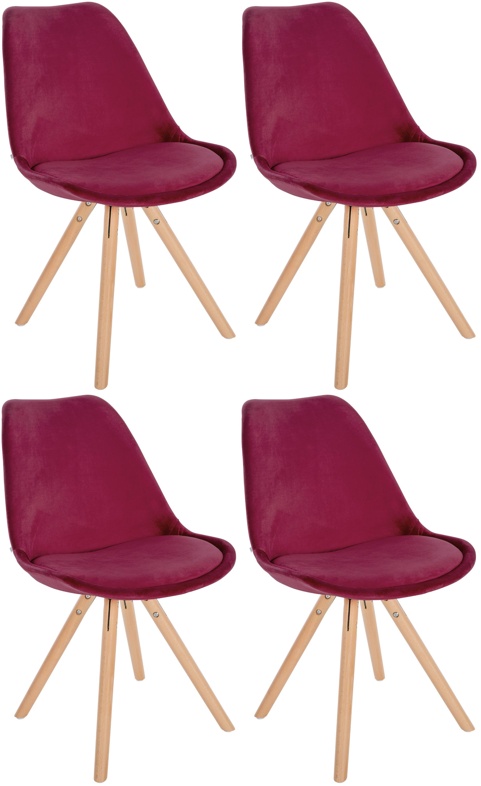 Pack de 4 sillas de salón Sofia en terciopelo
