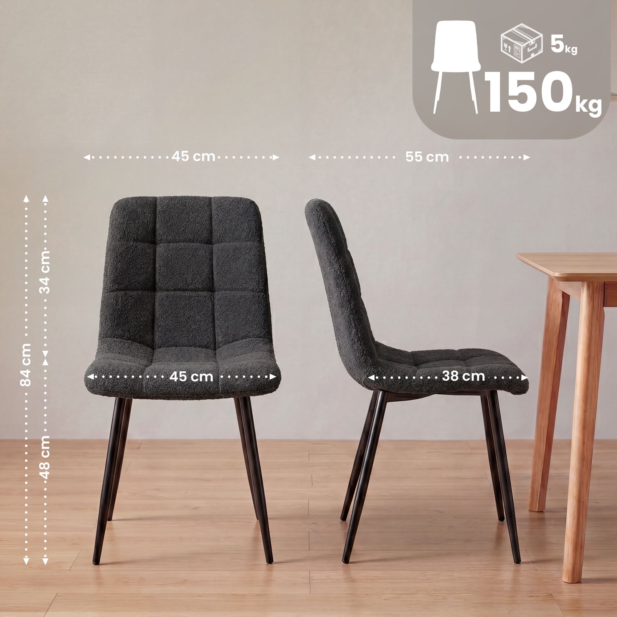 Silla de Comedor Antibes Tejido de Peluche