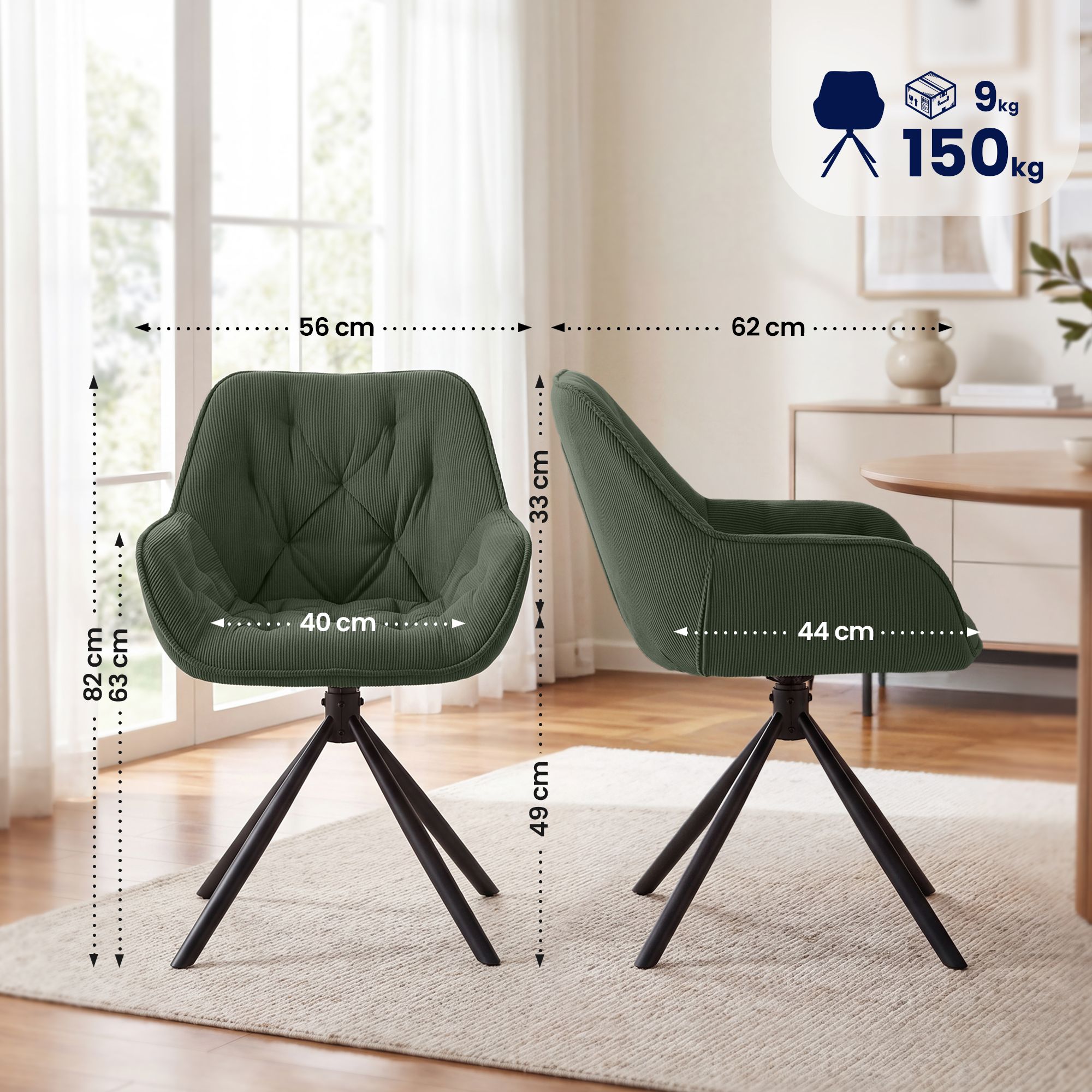 Silla de comedor Rimio de pana