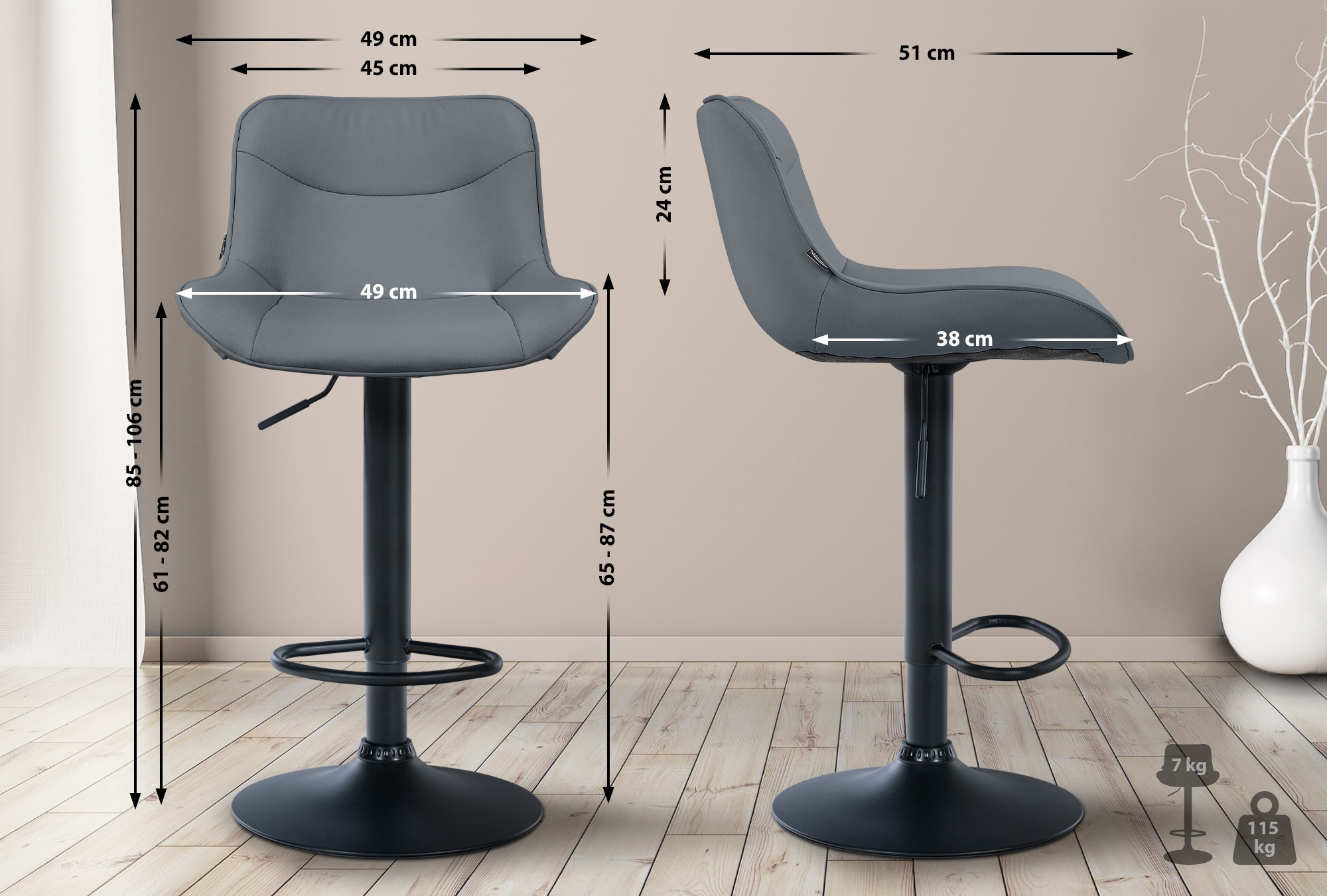 Taburete de bar Vonore en polipiel