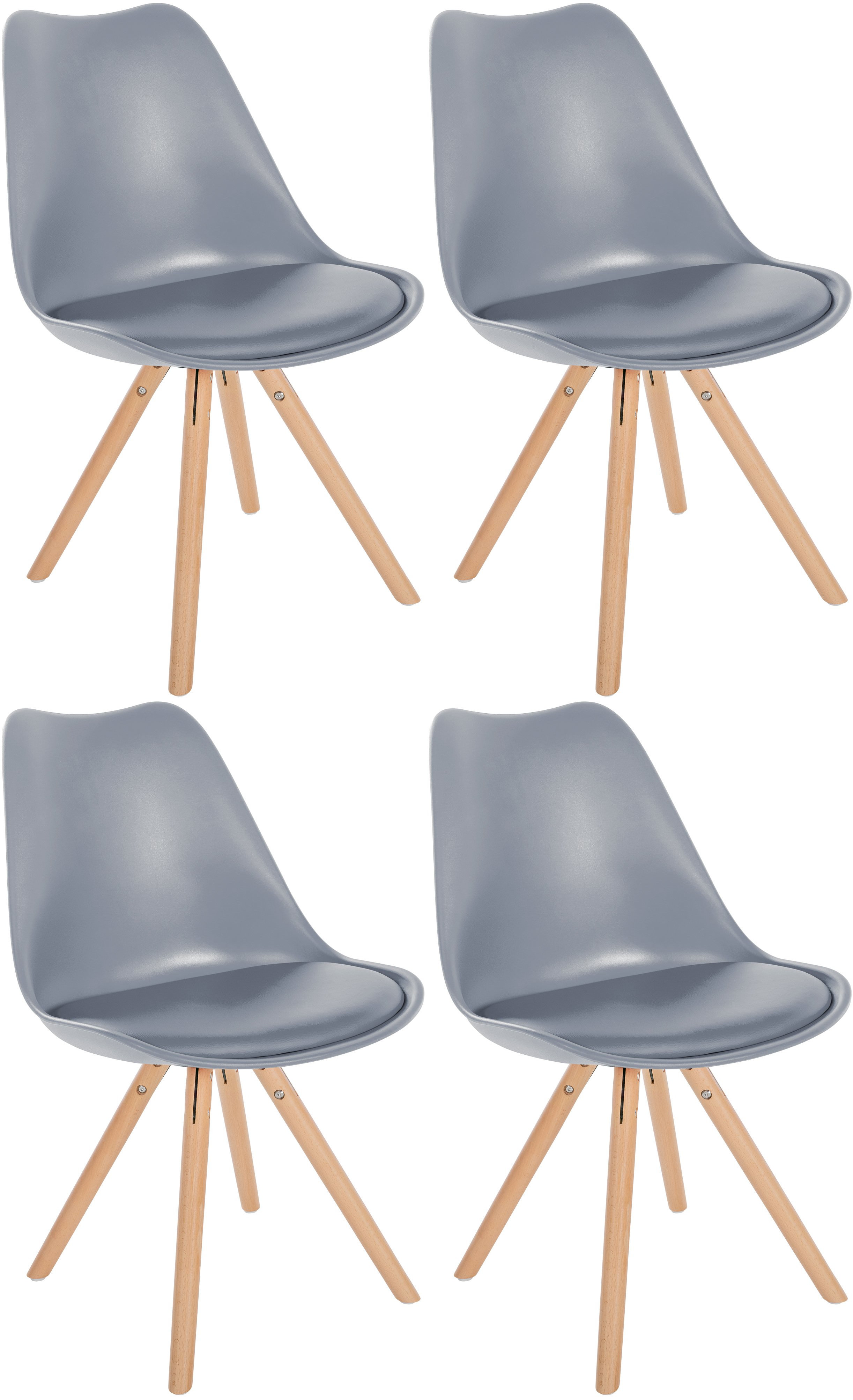 Set de 4 sillas de comedor Sofia con base de madera y asiento en polipiel