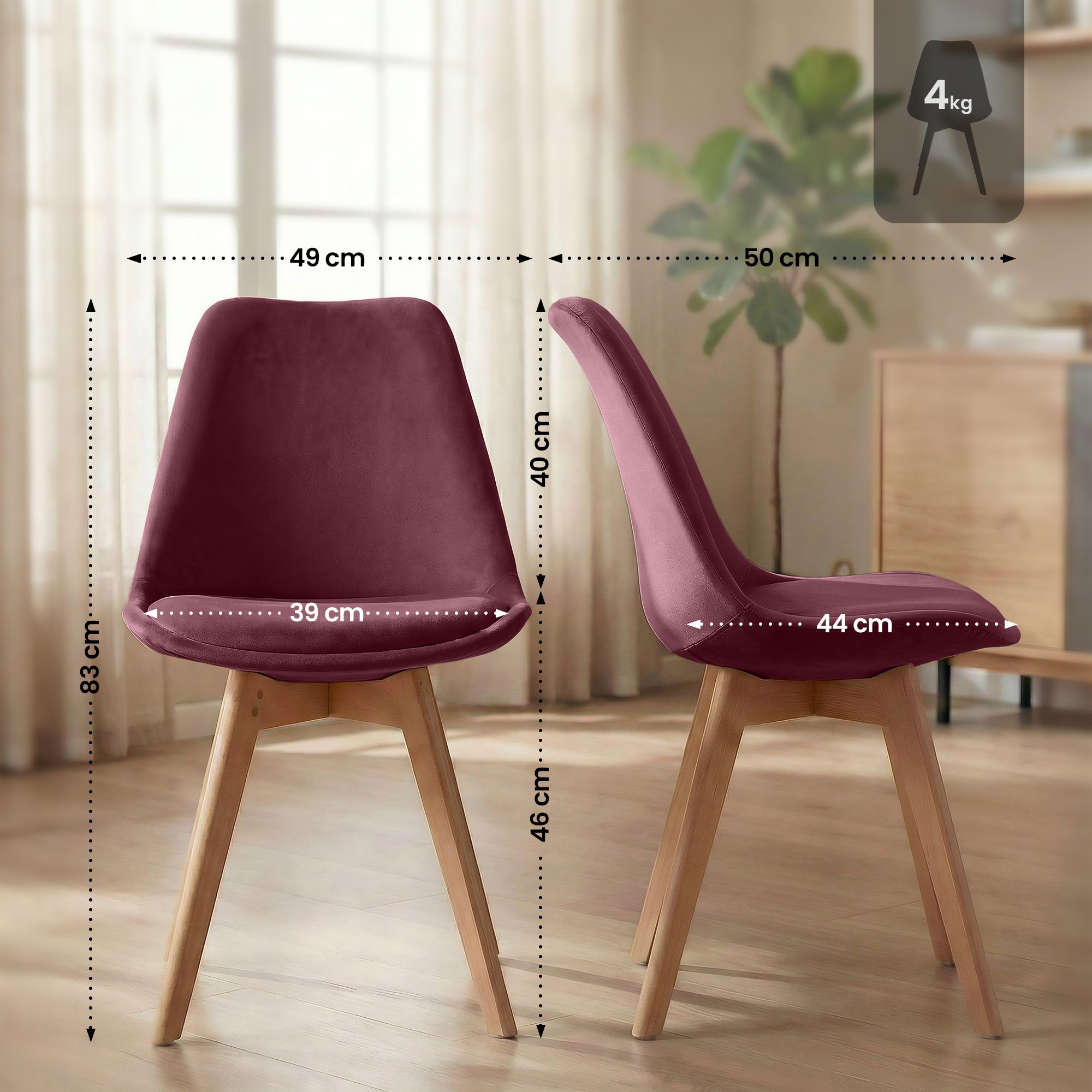 Silla de comedor Linares elegante, cómoda y fácil de limpiar Ideal para tu hogar