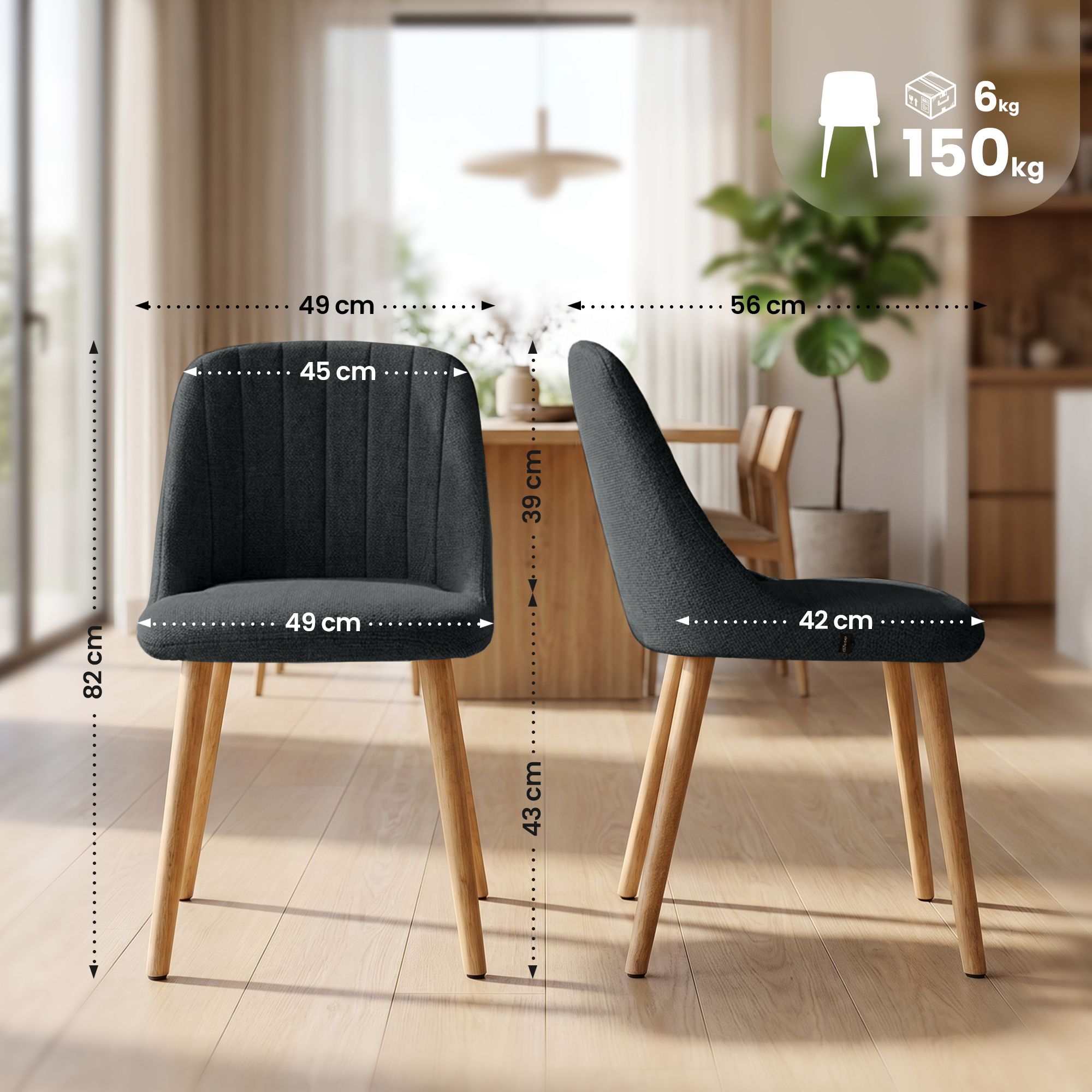 Silla de comedor Arie tapizada
