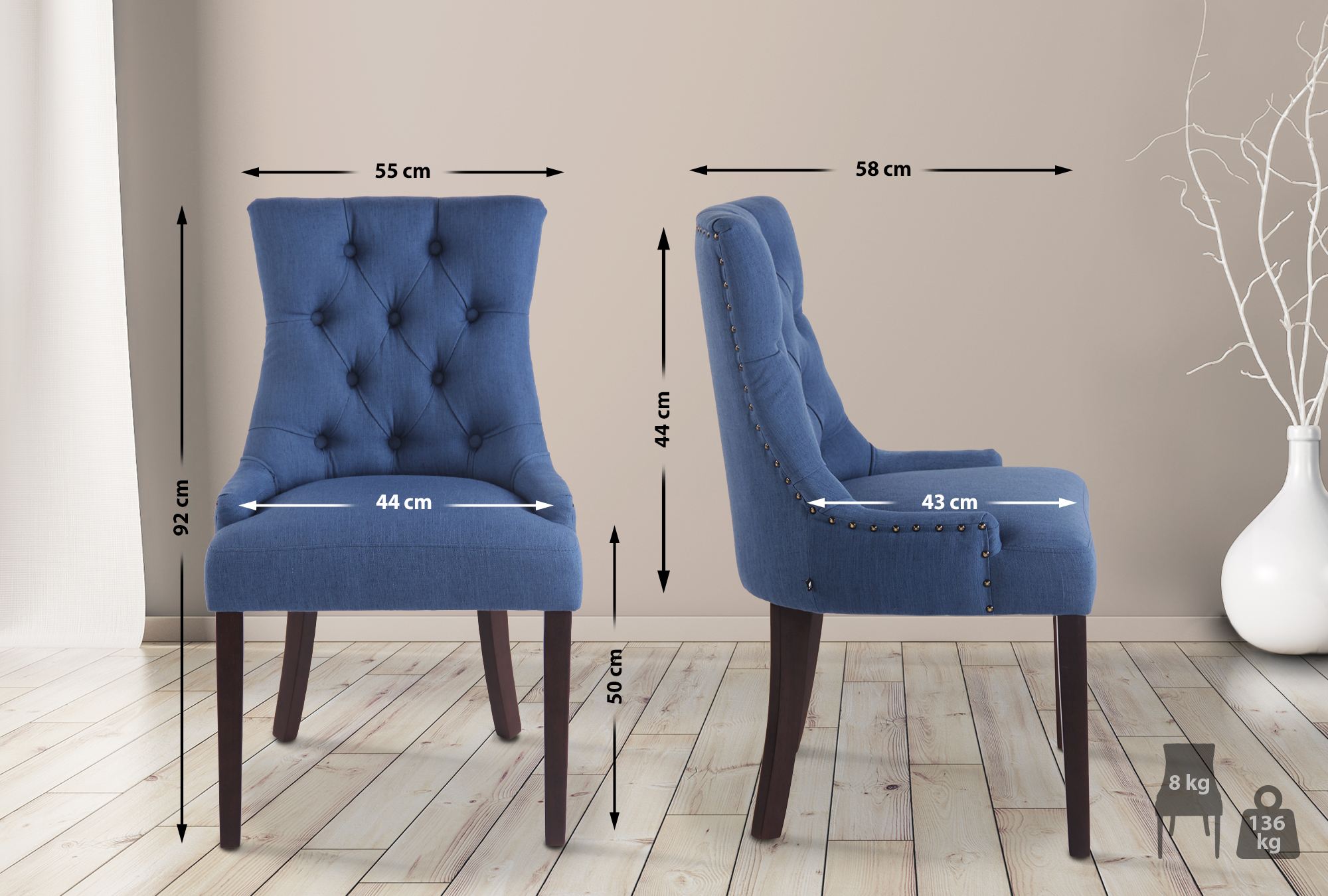 Set De 2 Sillas De Comedor Aberdeen