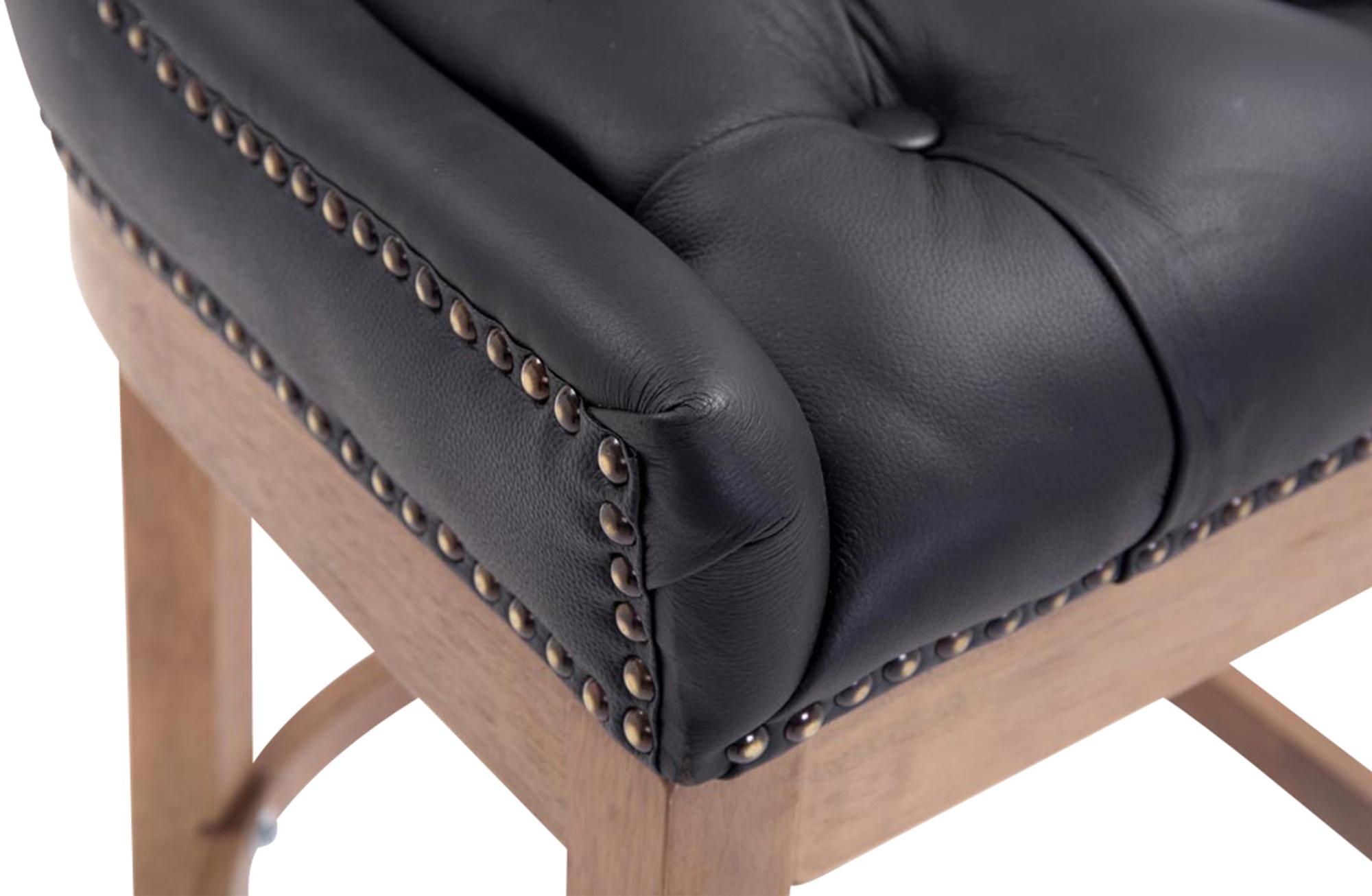 Taburete Lakewood Cuero Aútentico & Madera Clara