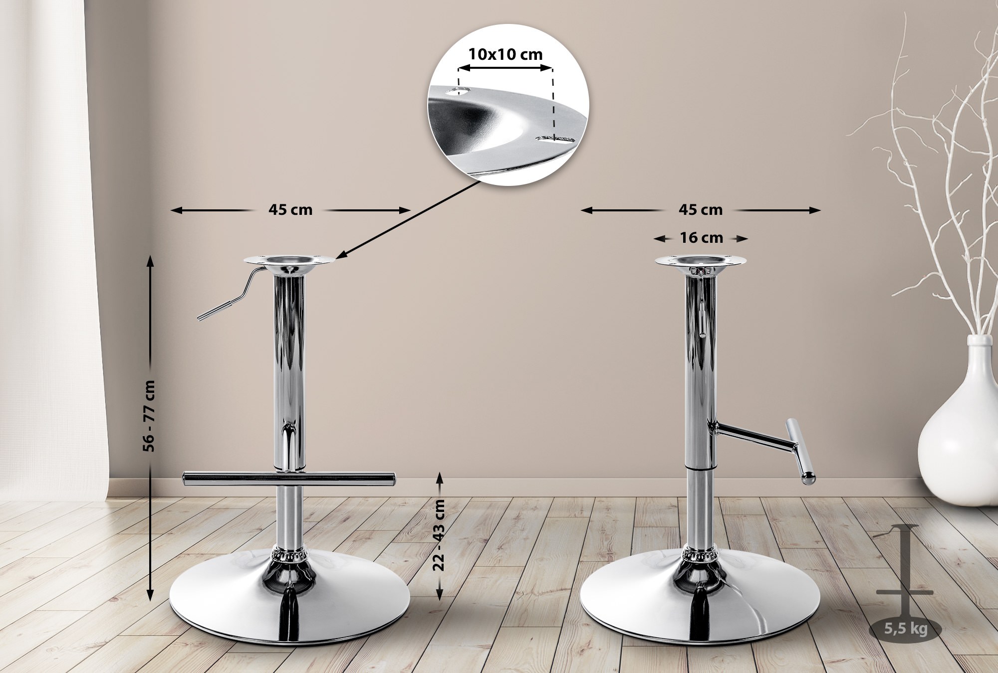 Repuesto para taburetes de bar en forma de T