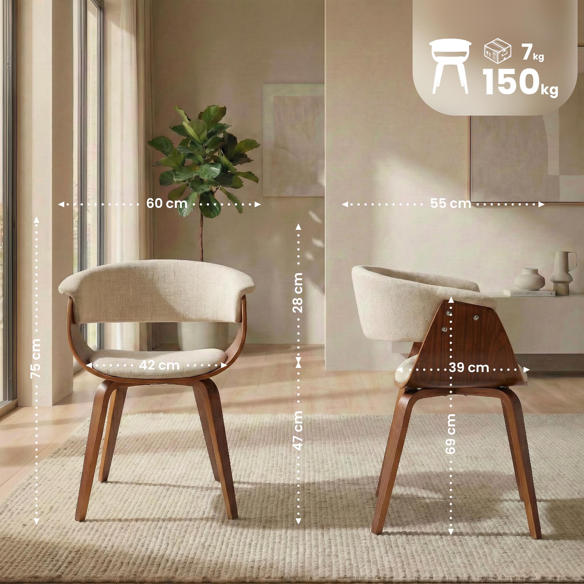 Lote de 2 sillas de comedor de tela Bruce