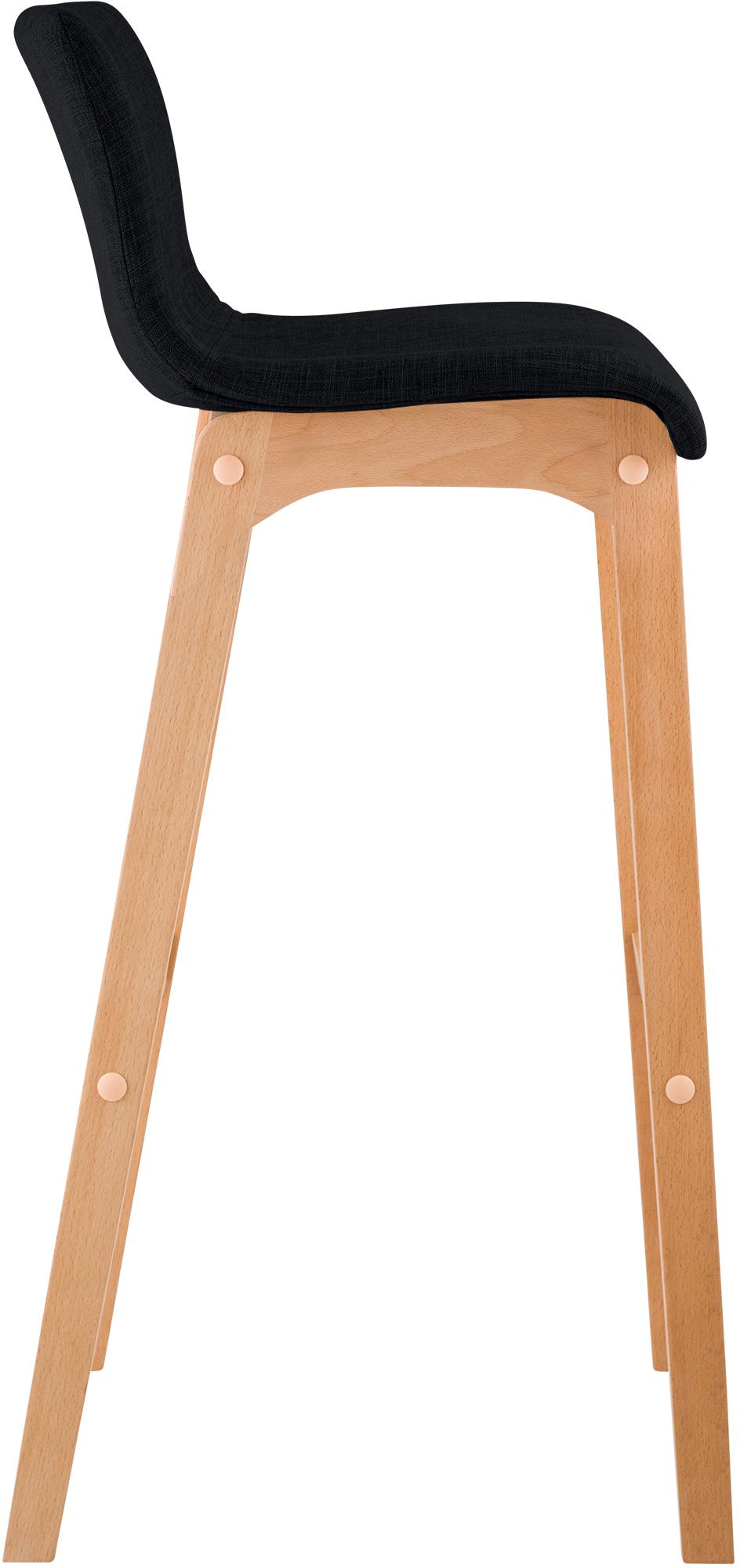 Juego de 2 taburetes de bar Hover, asiento de tela, patas de madera de haya natural
