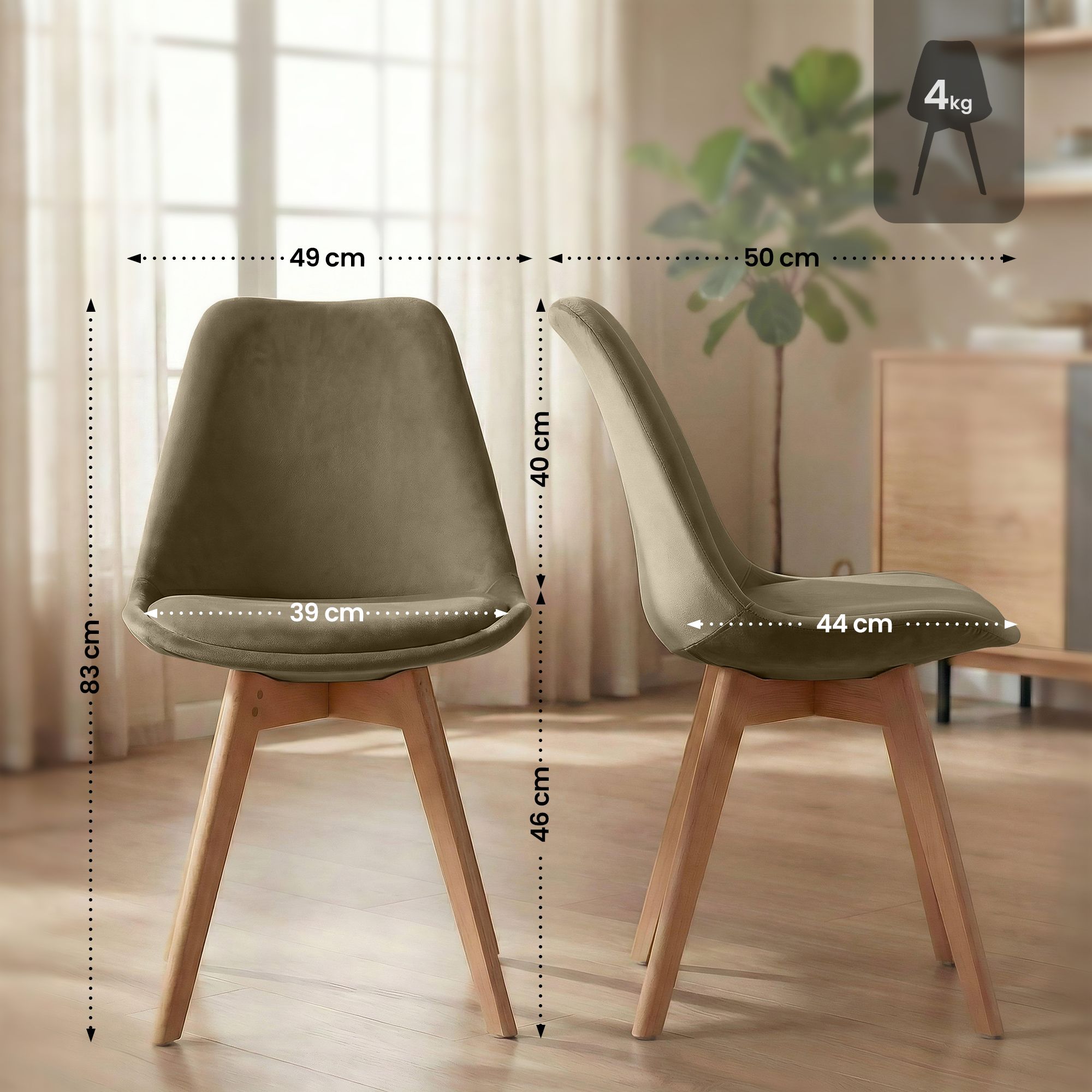 Silla de comedor Linares elegante, cómoda y fácil de limpiar Ideal para tu hogar