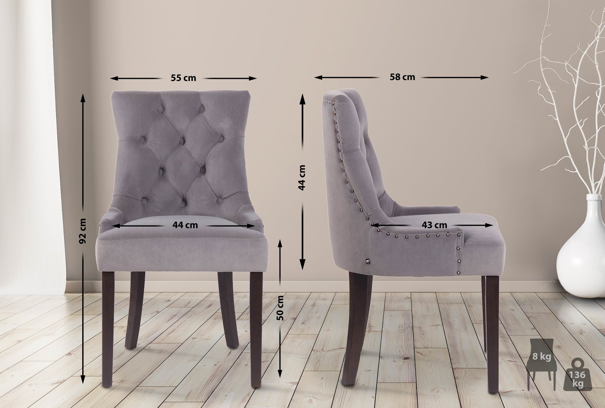 Silla De Comedor Aberdeen En Terciopelo