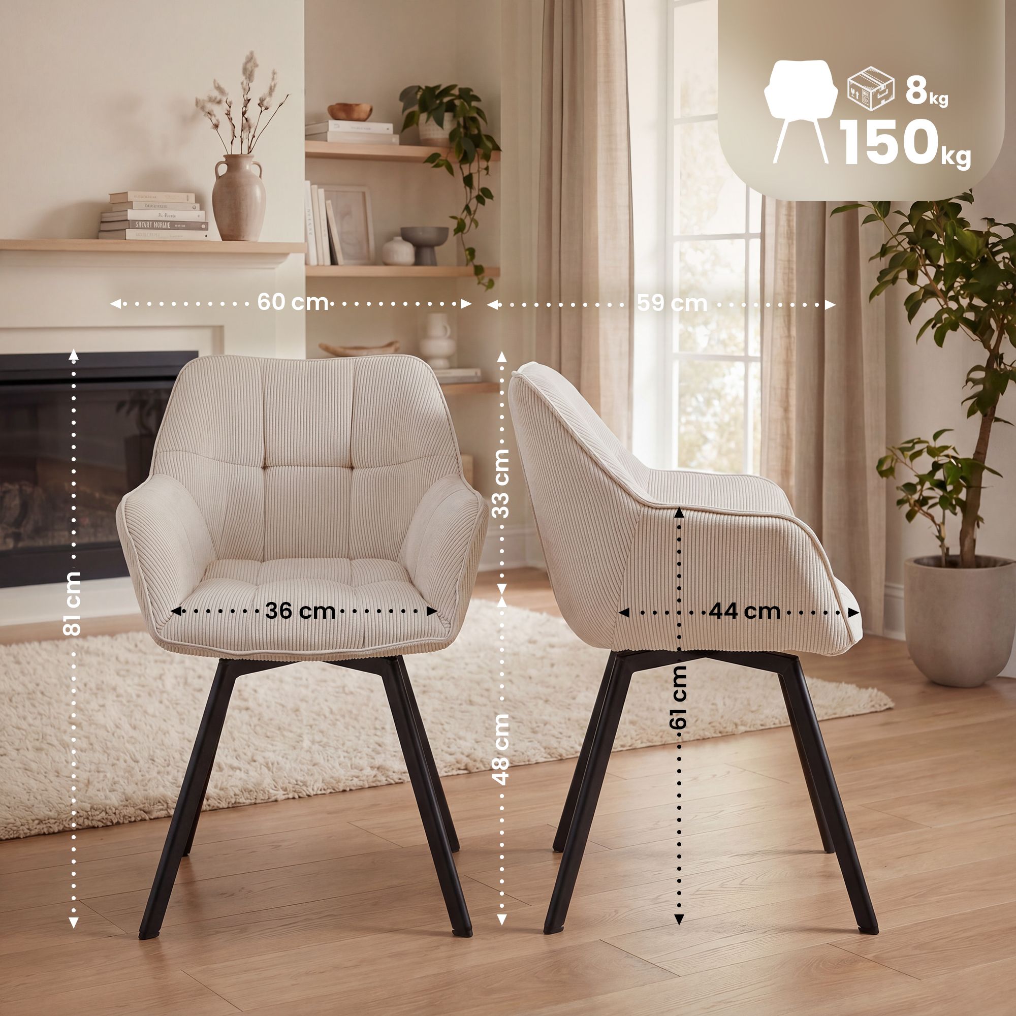 Silla de comedor Jordi Cord