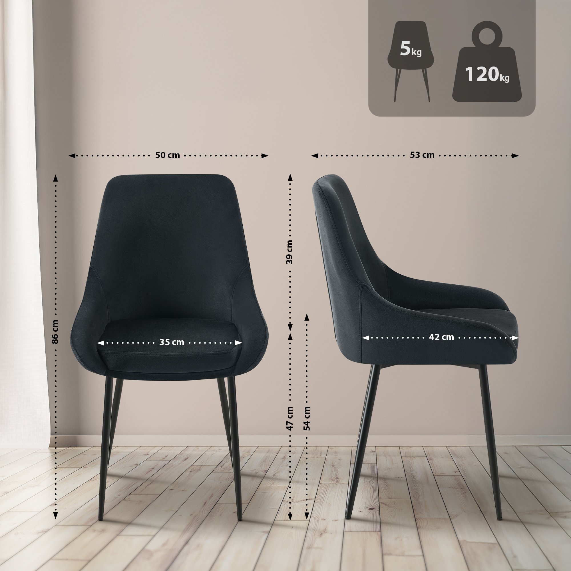 Juego de 2 sillas de comedor Elmira