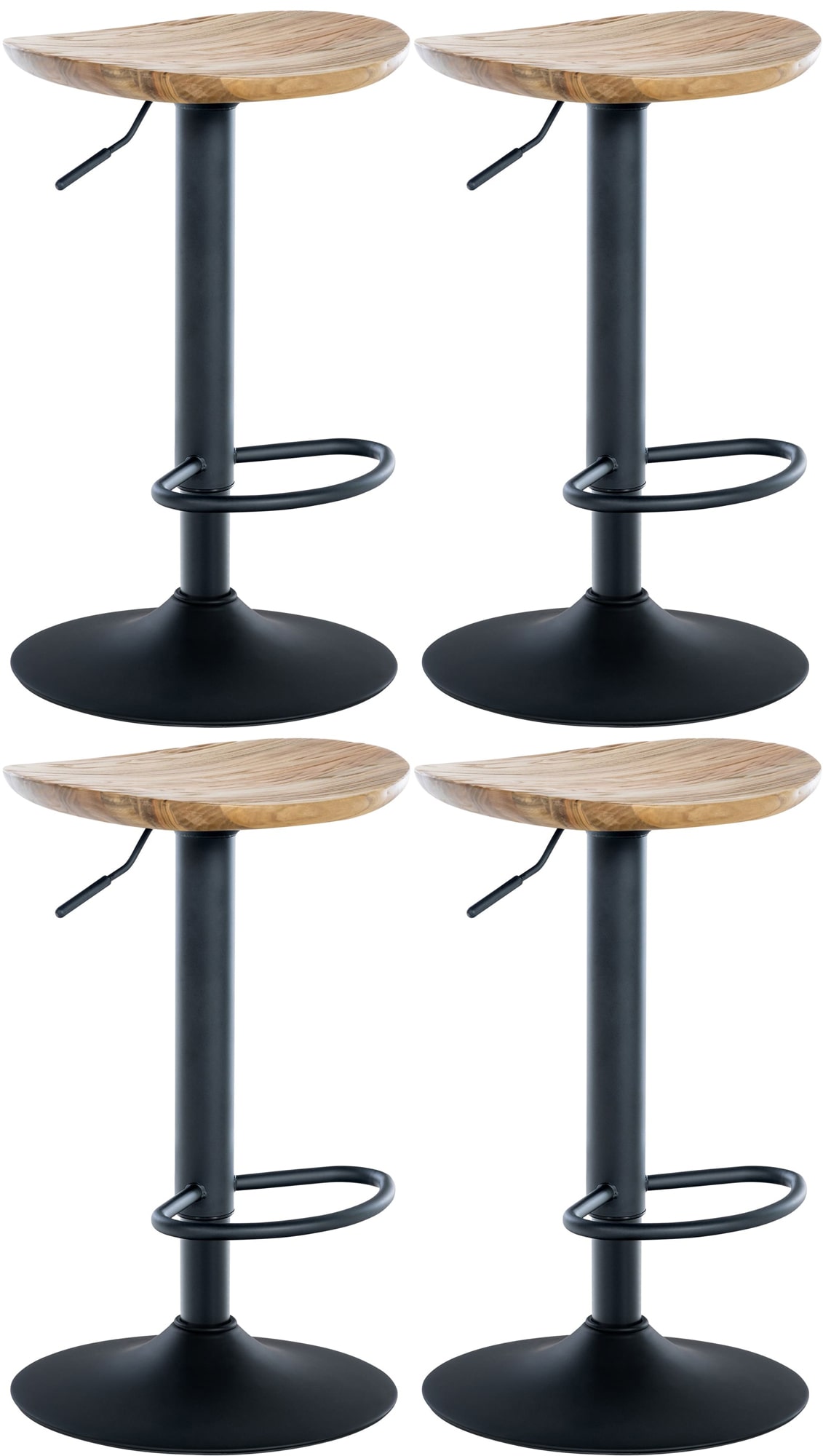 Set de 4 Taburetes de bar Skelde en madera y metal