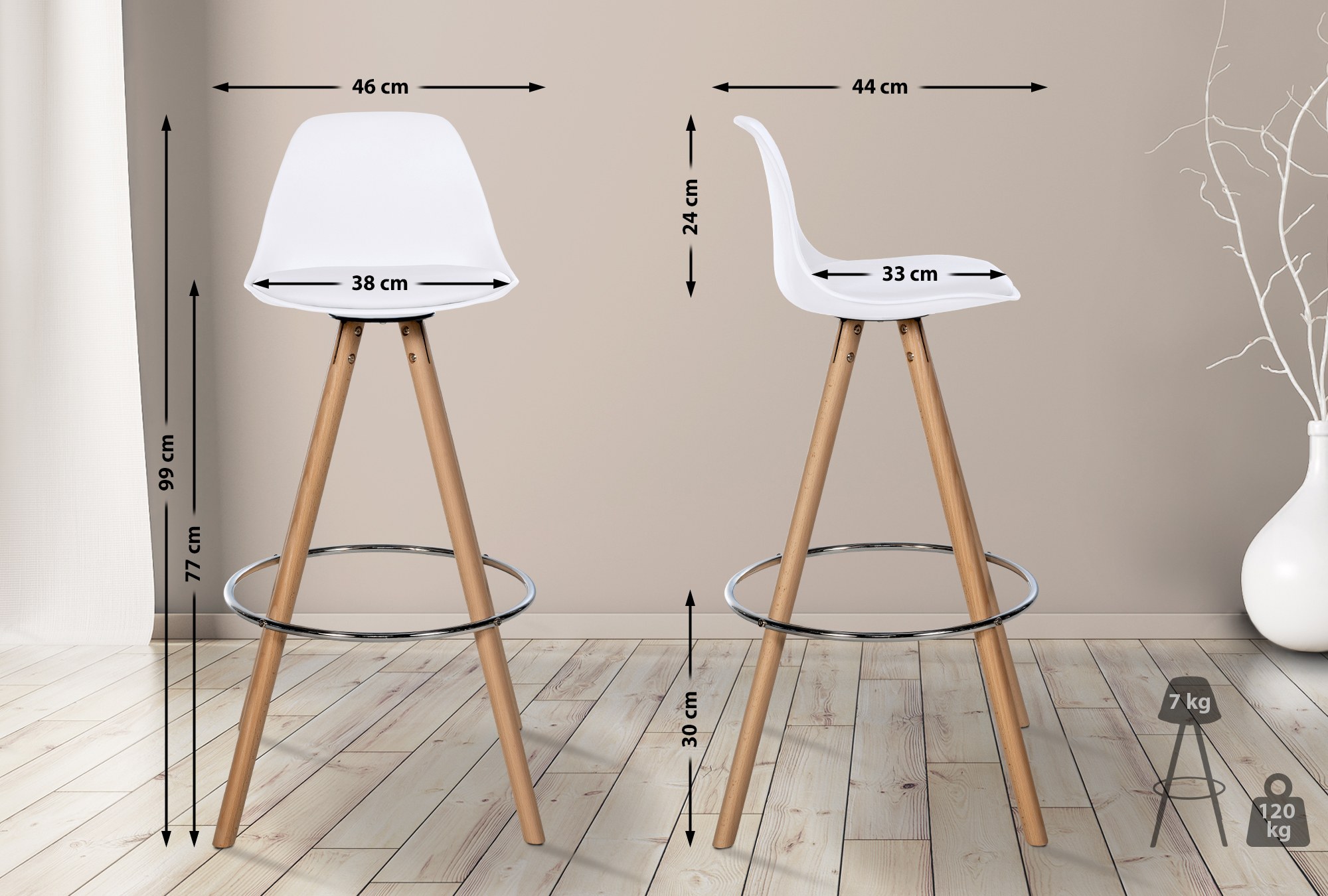Taburete de bar Corbin en polipiel con base de 4 patas redondas