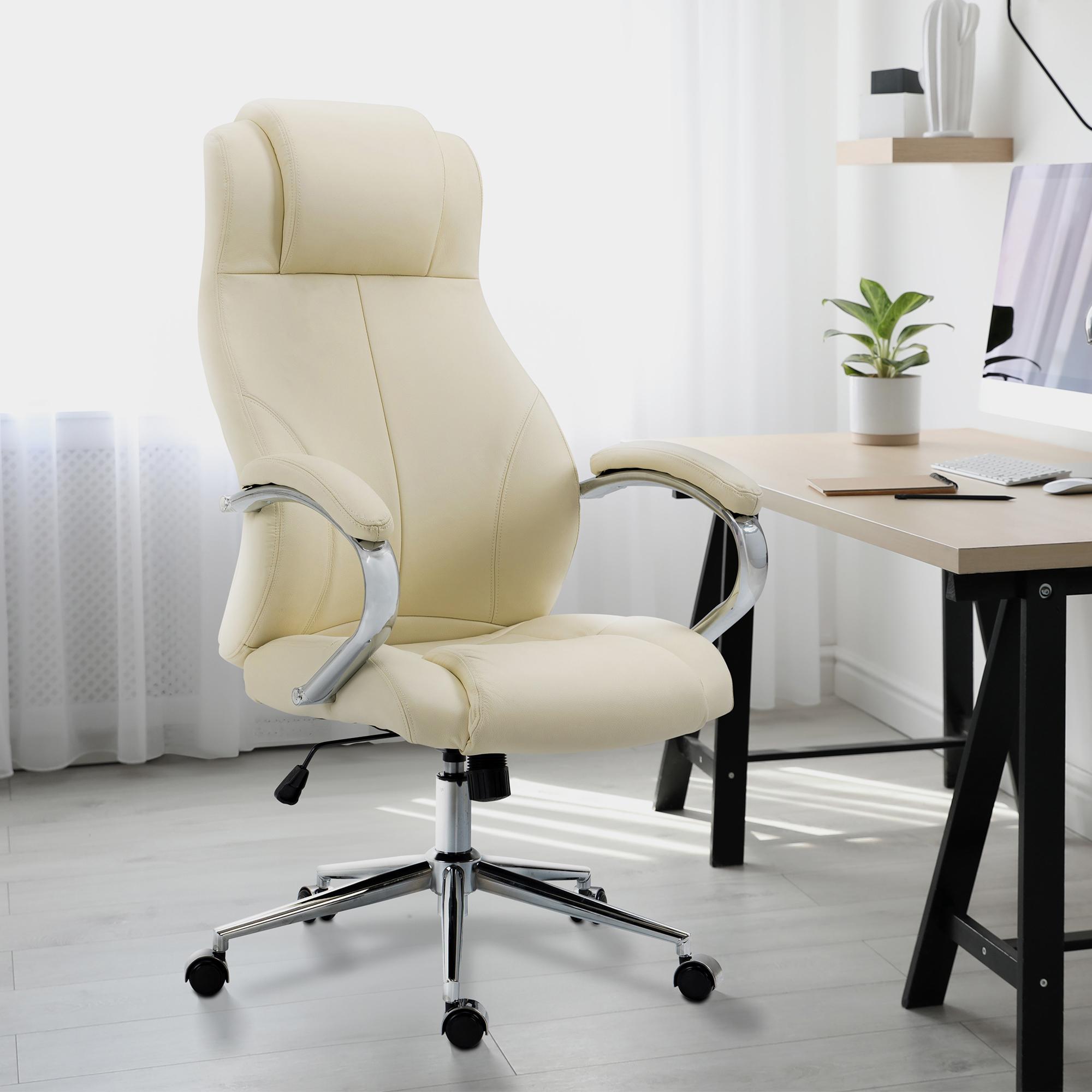 Silla de oficina Salford de cuero auténtico