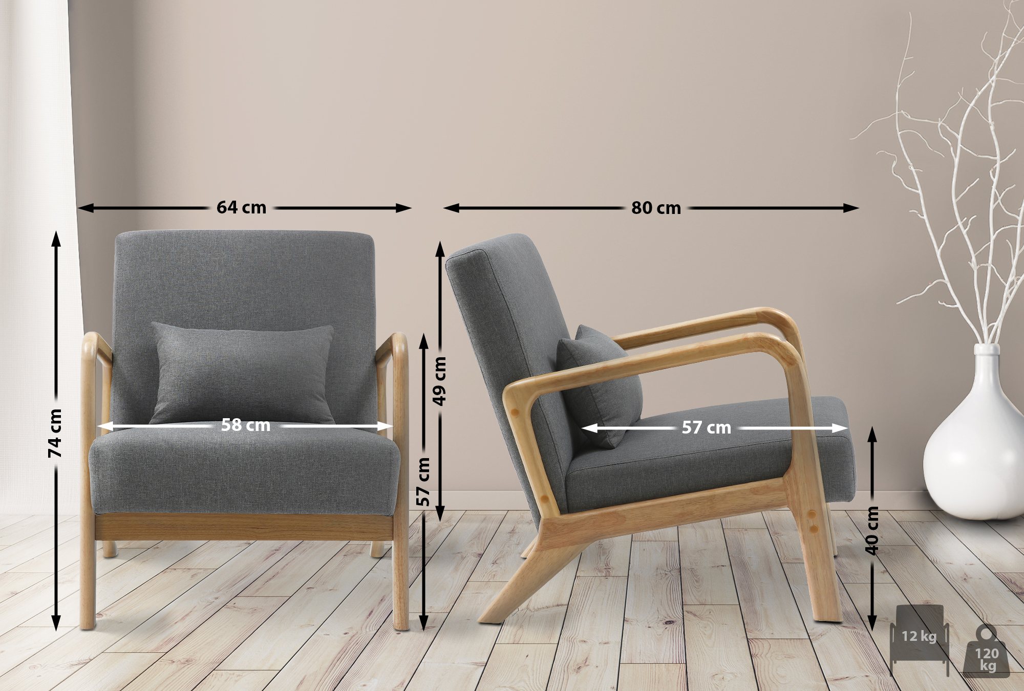 Sillón Hibbing con tapizado de tela