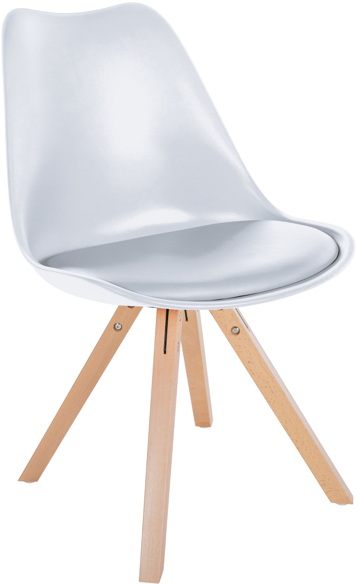 Set de 4 sillas de comedor Sofia con base de madera y asiento en polipiel