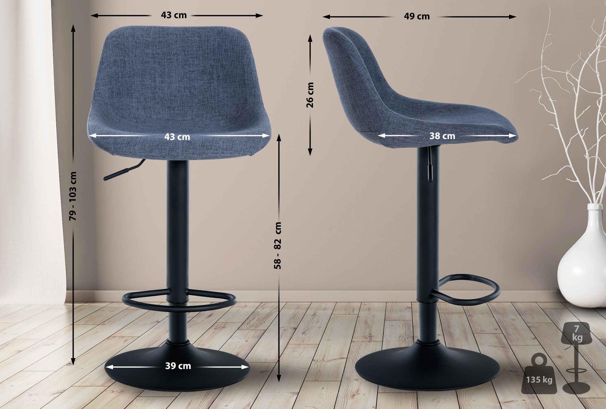 Set de 2 Taburetes de bar Loft