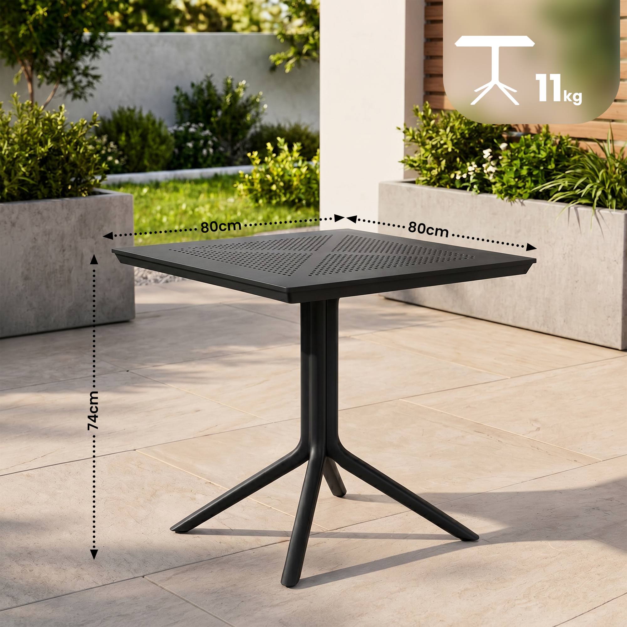 Mesa Lenval 80x80 cm robusta y moderna, perfecta para comedor o cocina