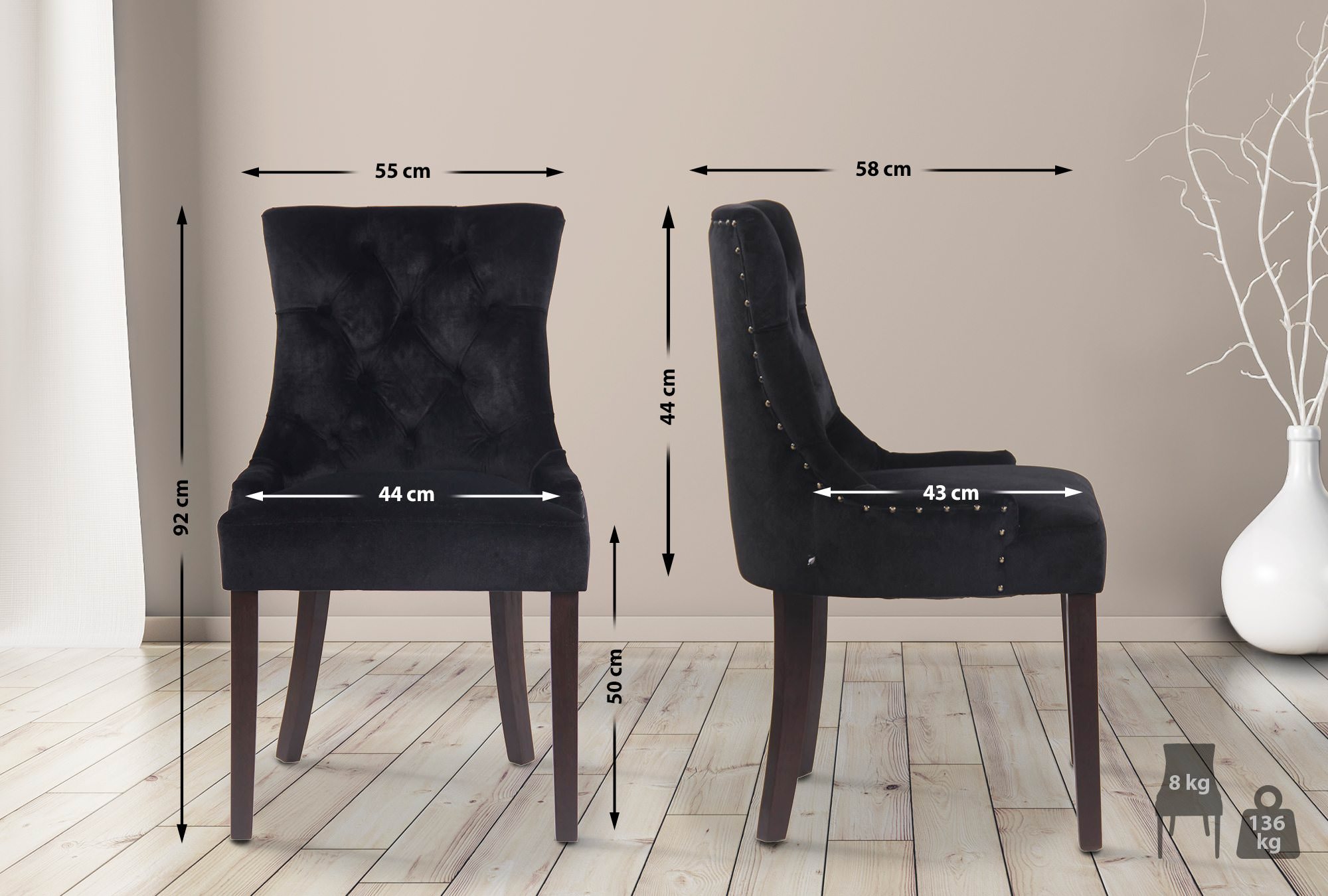 Silla De Comedor Aberdeen En Terciopelo