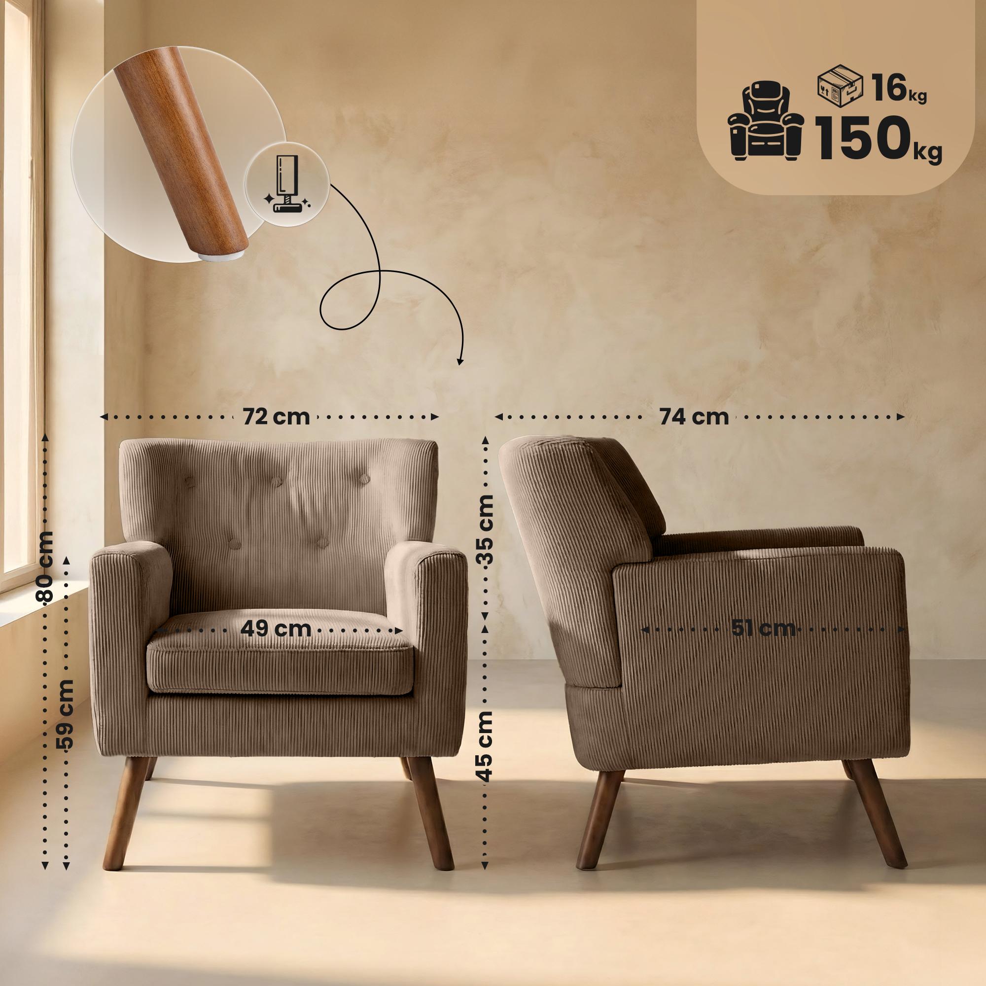 Sillon Kioni tapizado en pana