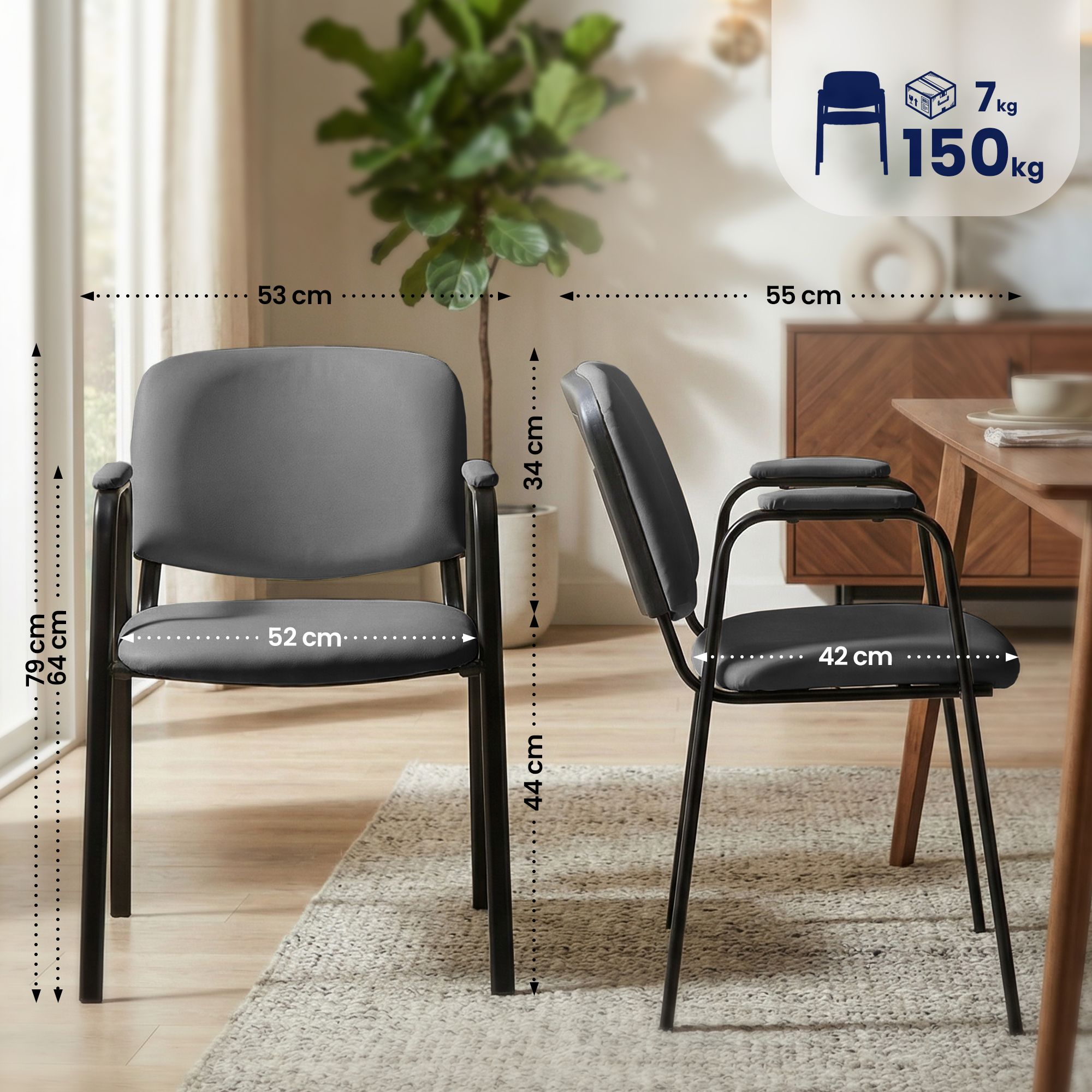 Set de 4 sillas apilables Ken Pro de piel sintética