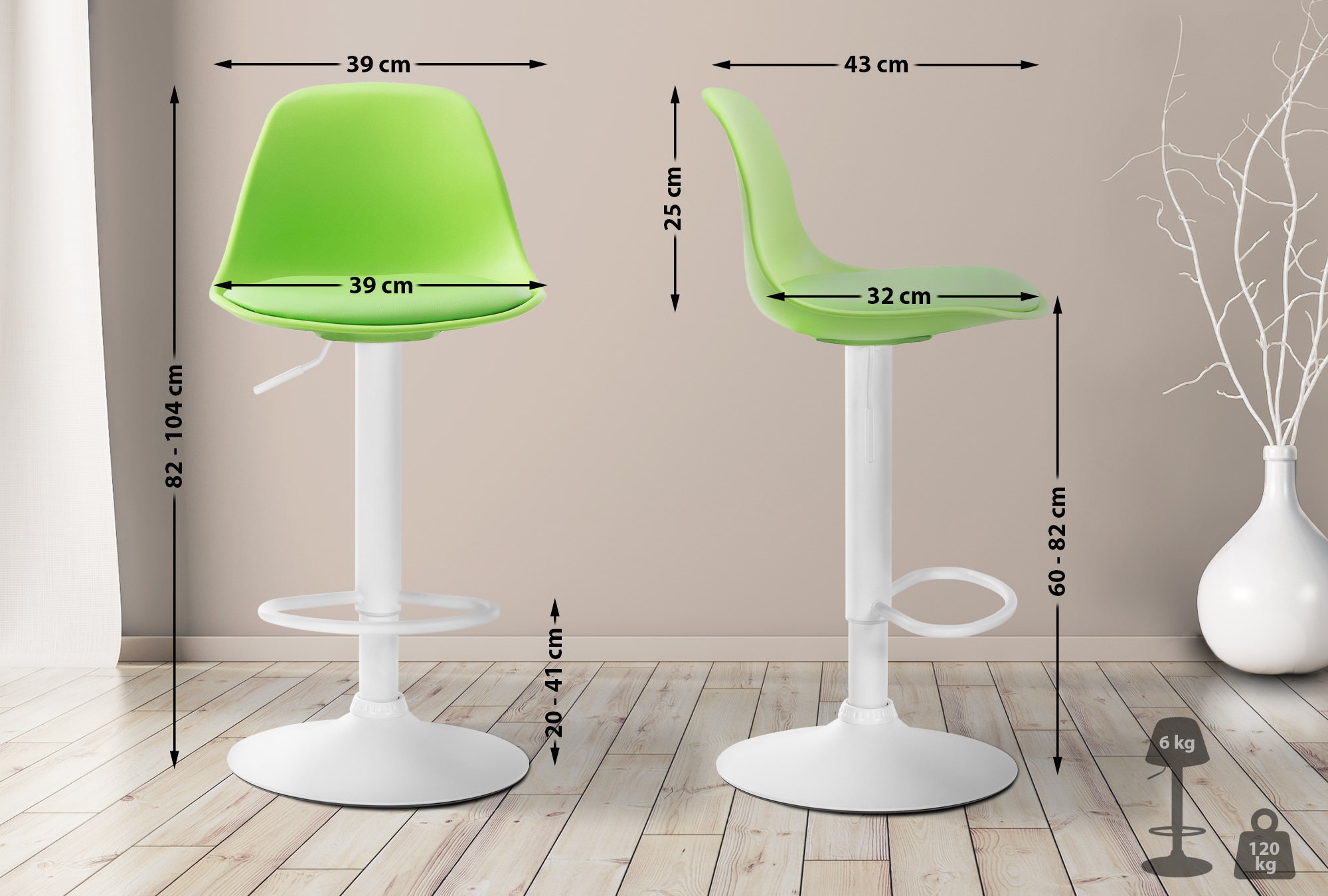 Taburete Kiel Estructura de Plástico & Asiento de Polipiel