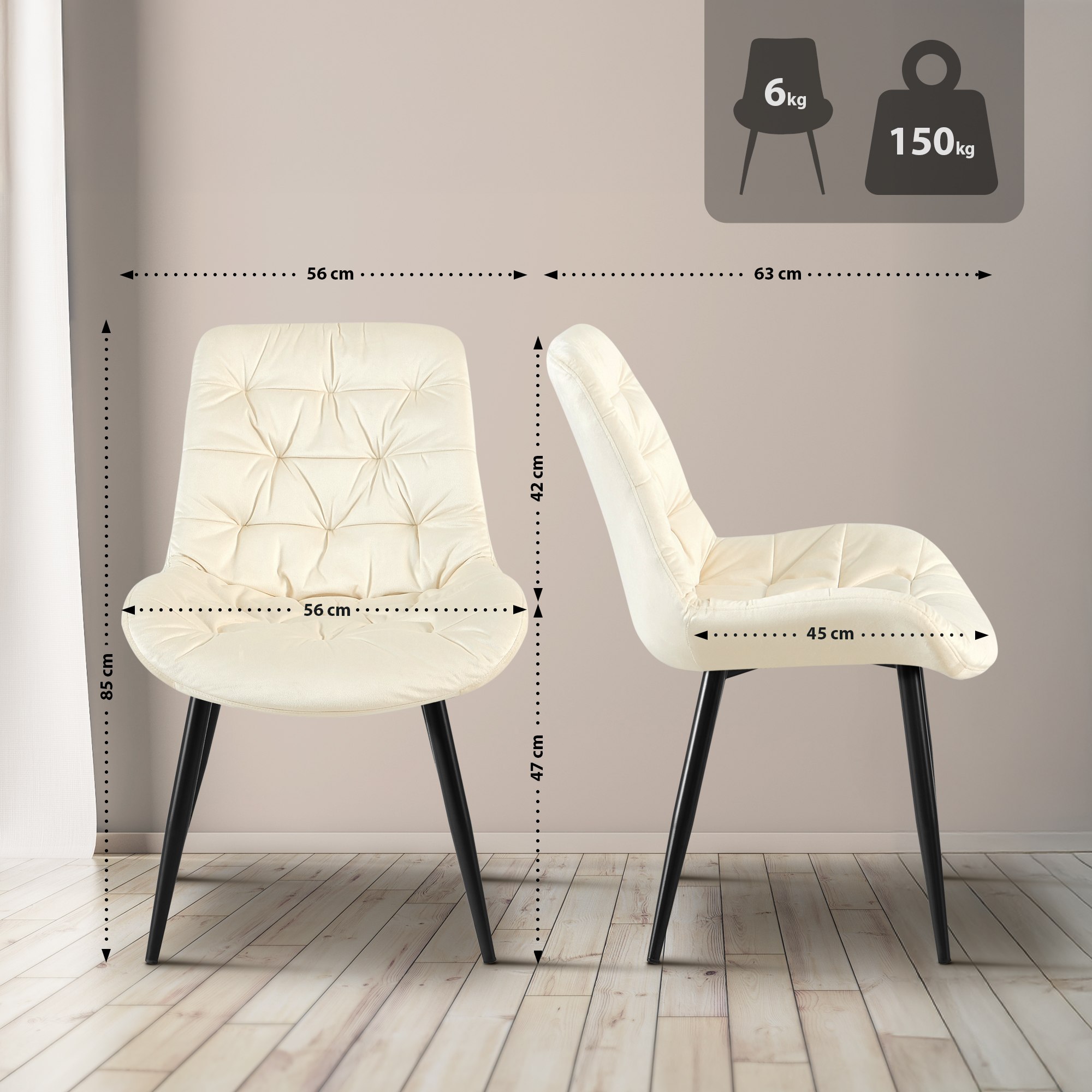 Silla de comedor de terciopelo Rossford
