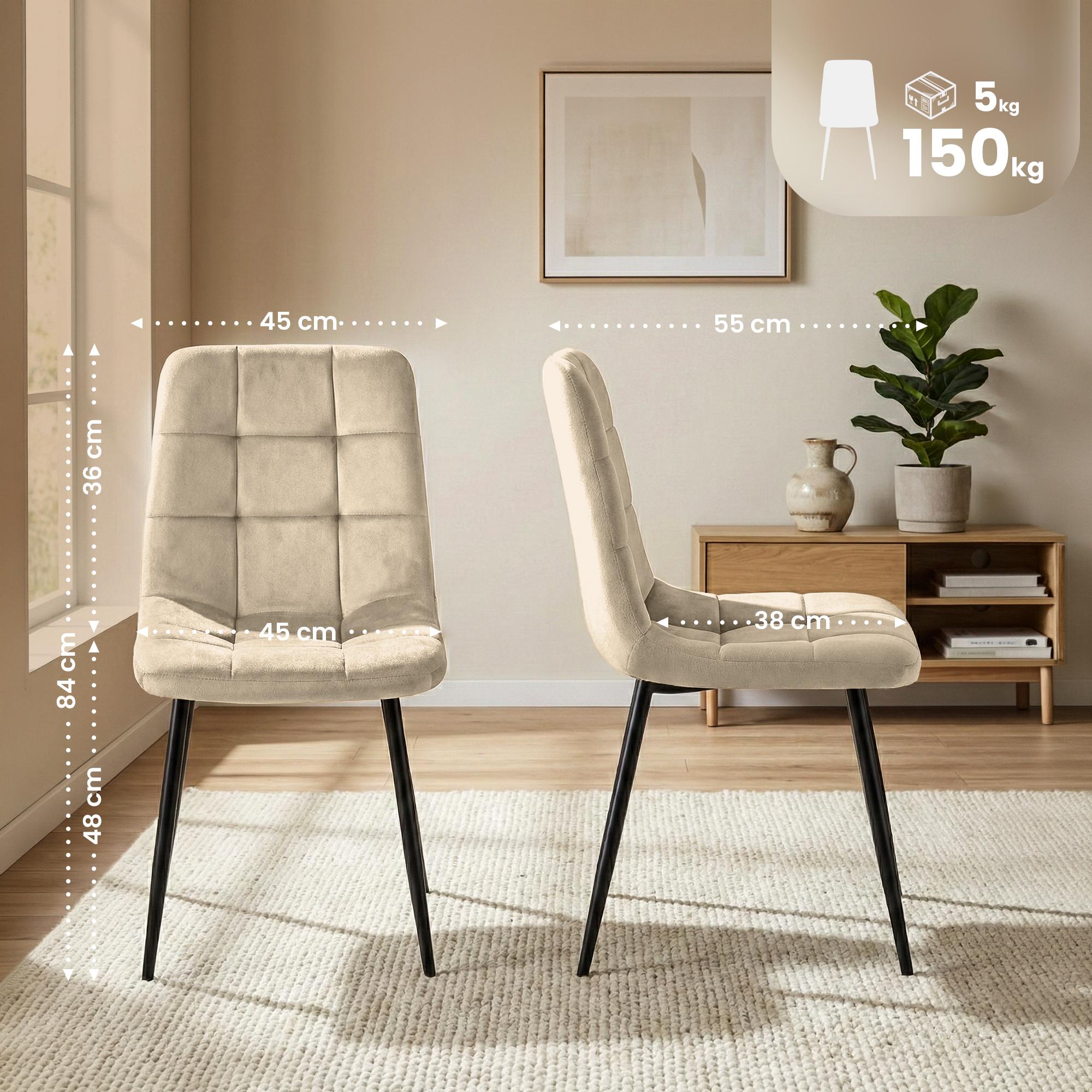 Silla de comedor Antibes tapizada en terciopelo