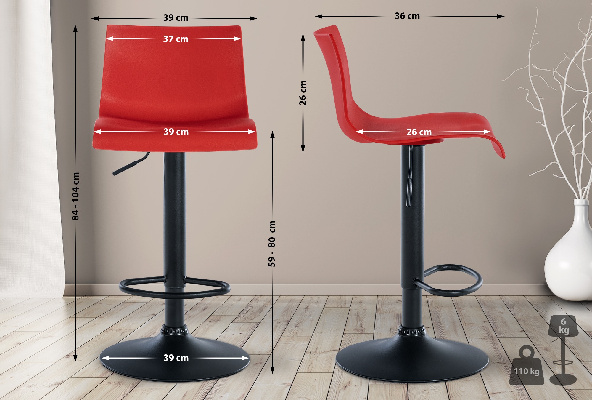 Set de 2 Taburetes de bar Branford