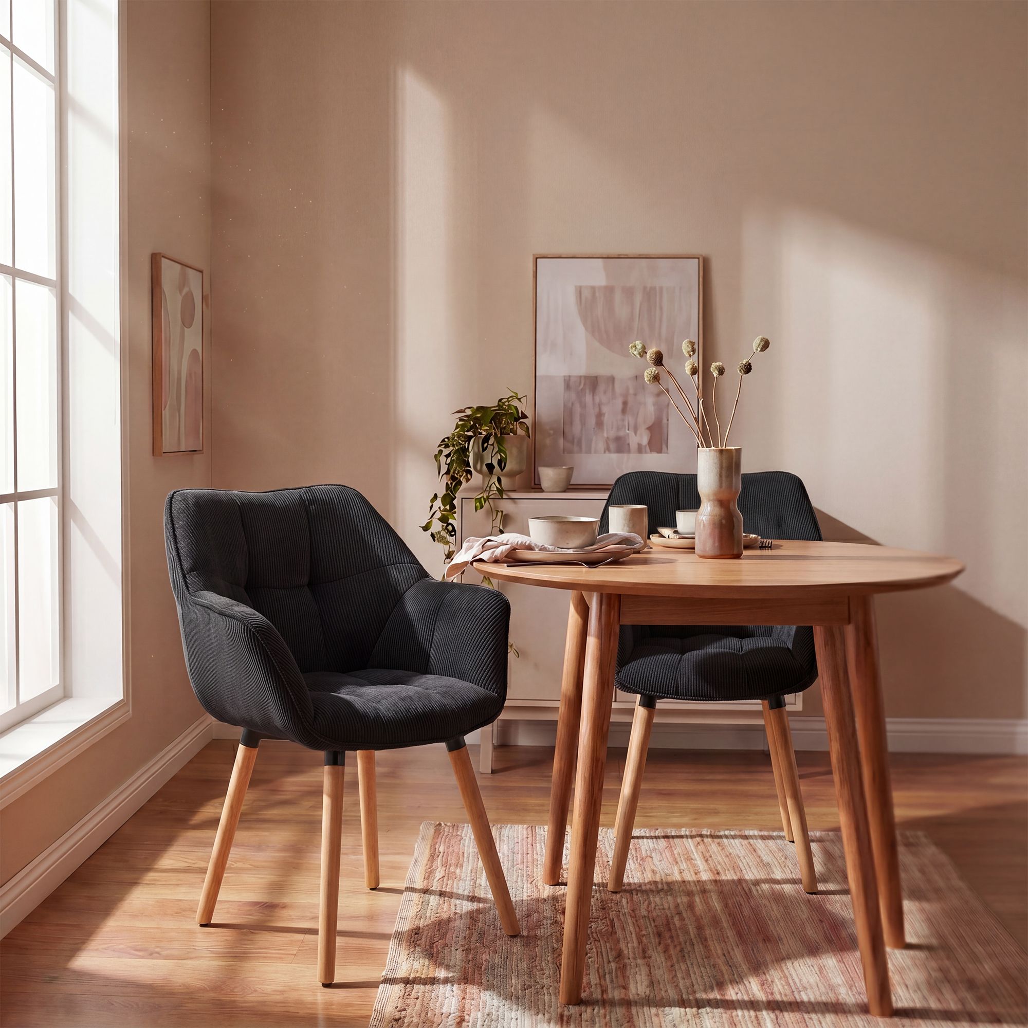 Silla de comedor Milford de pana: comodidad elegante y diseño moderno para tu hogar