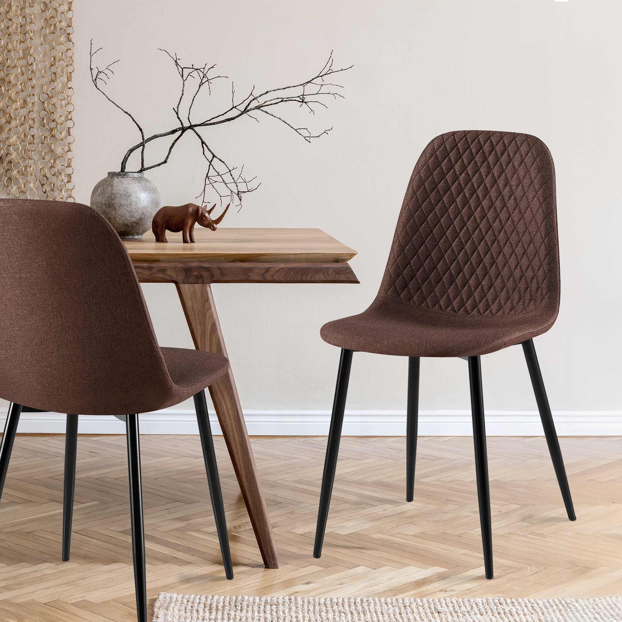 Set de 4 sillas de comedor Giverny en tela o terciopelo