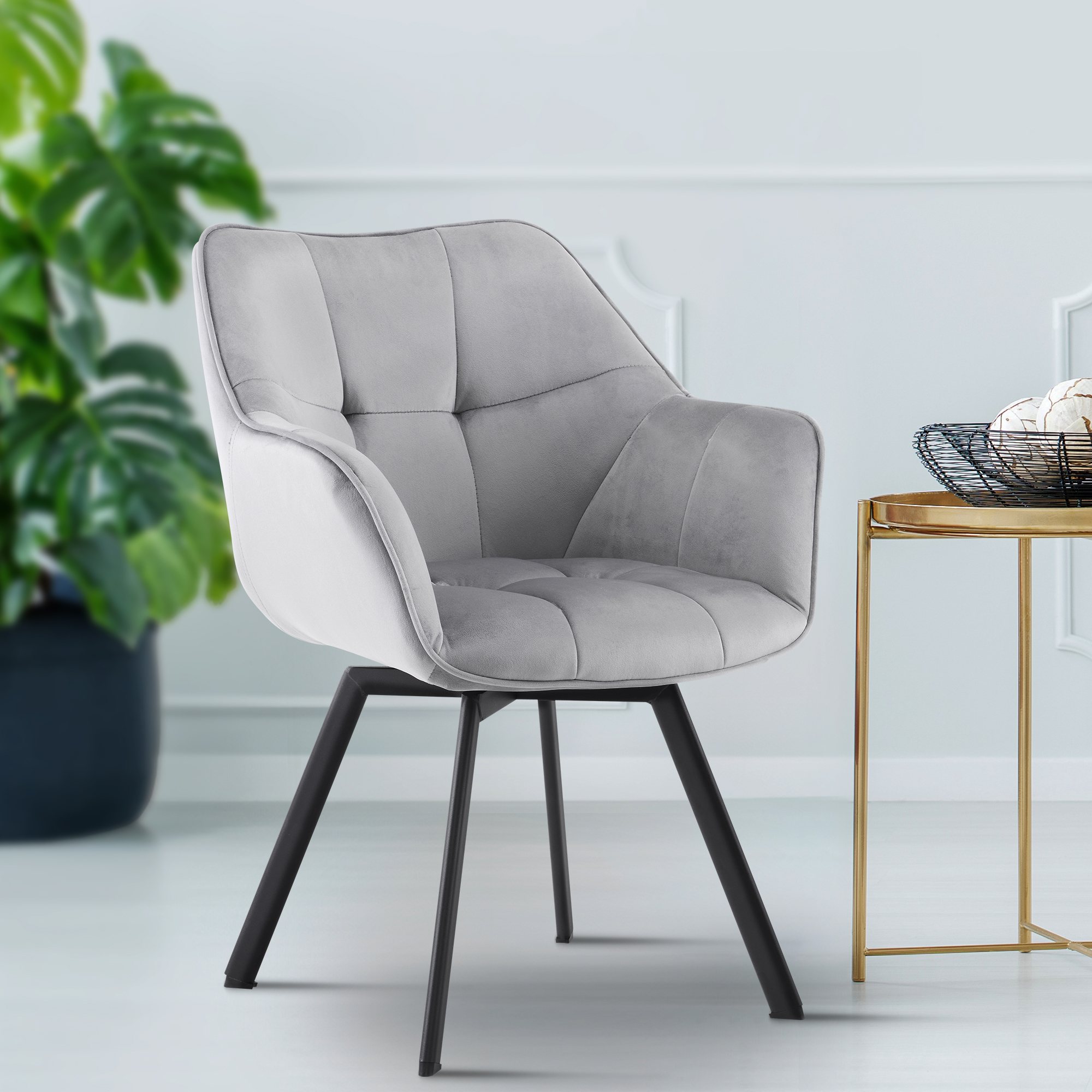 Silla de comedor de terciopelo Jordi