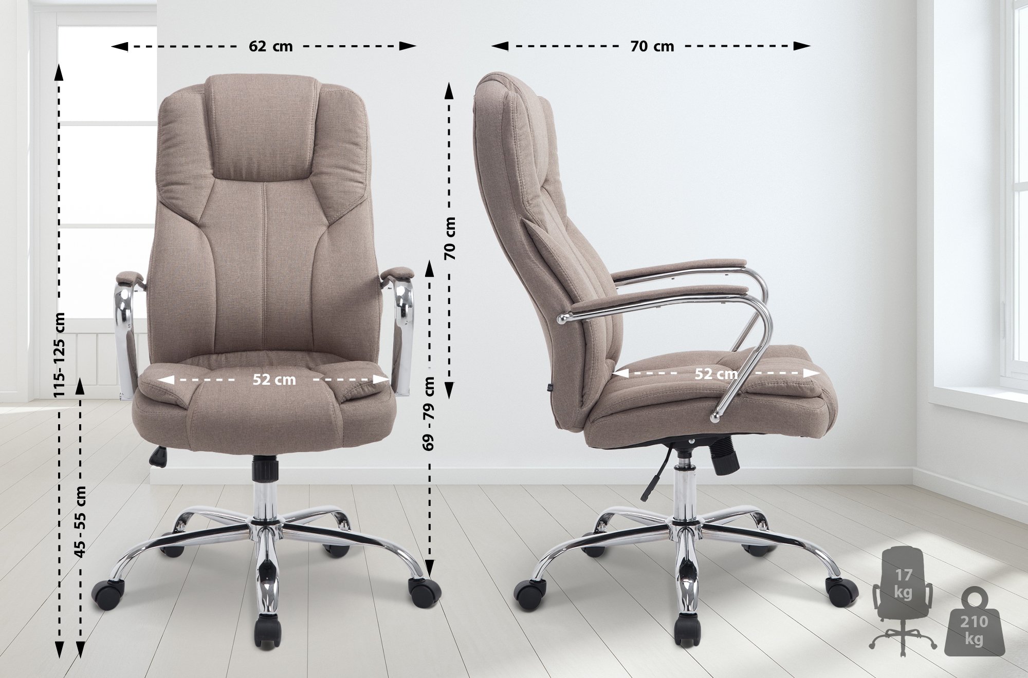 Silla De Oficina XXL Xanthos En Tela