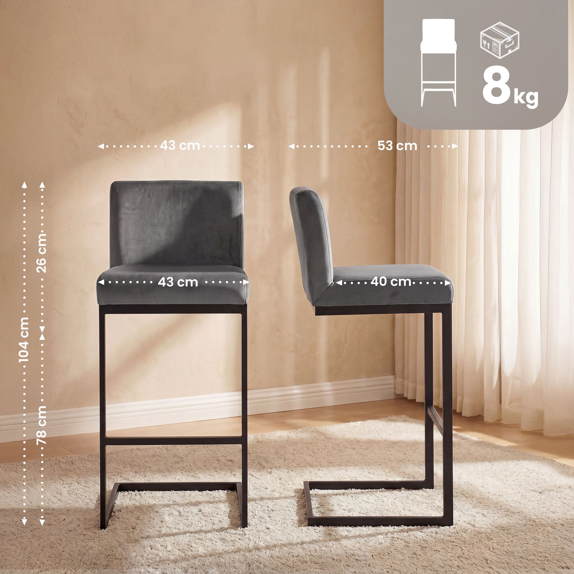 Taburete de bar de terciopelo Hopewell