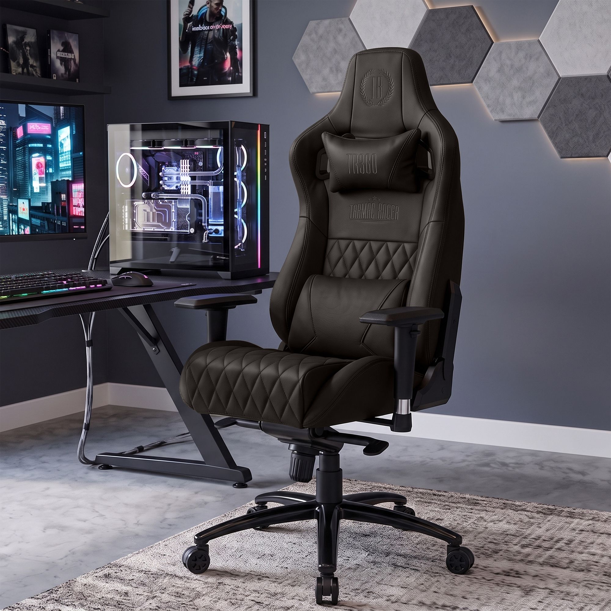 Silla de oficina Keren de cuero genuino