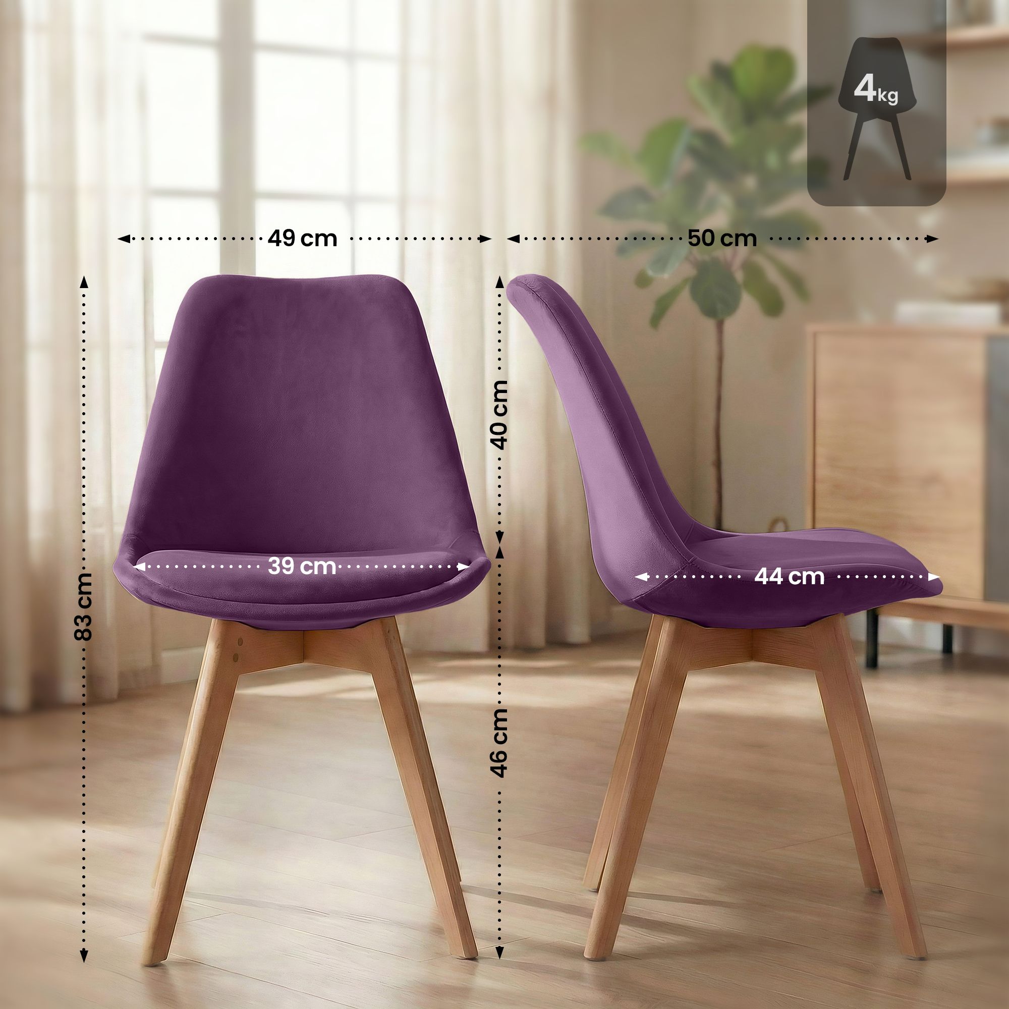 Silla de comedor Linares elegante, cómoda y fácil de limpiar Ideal para tu hogar
